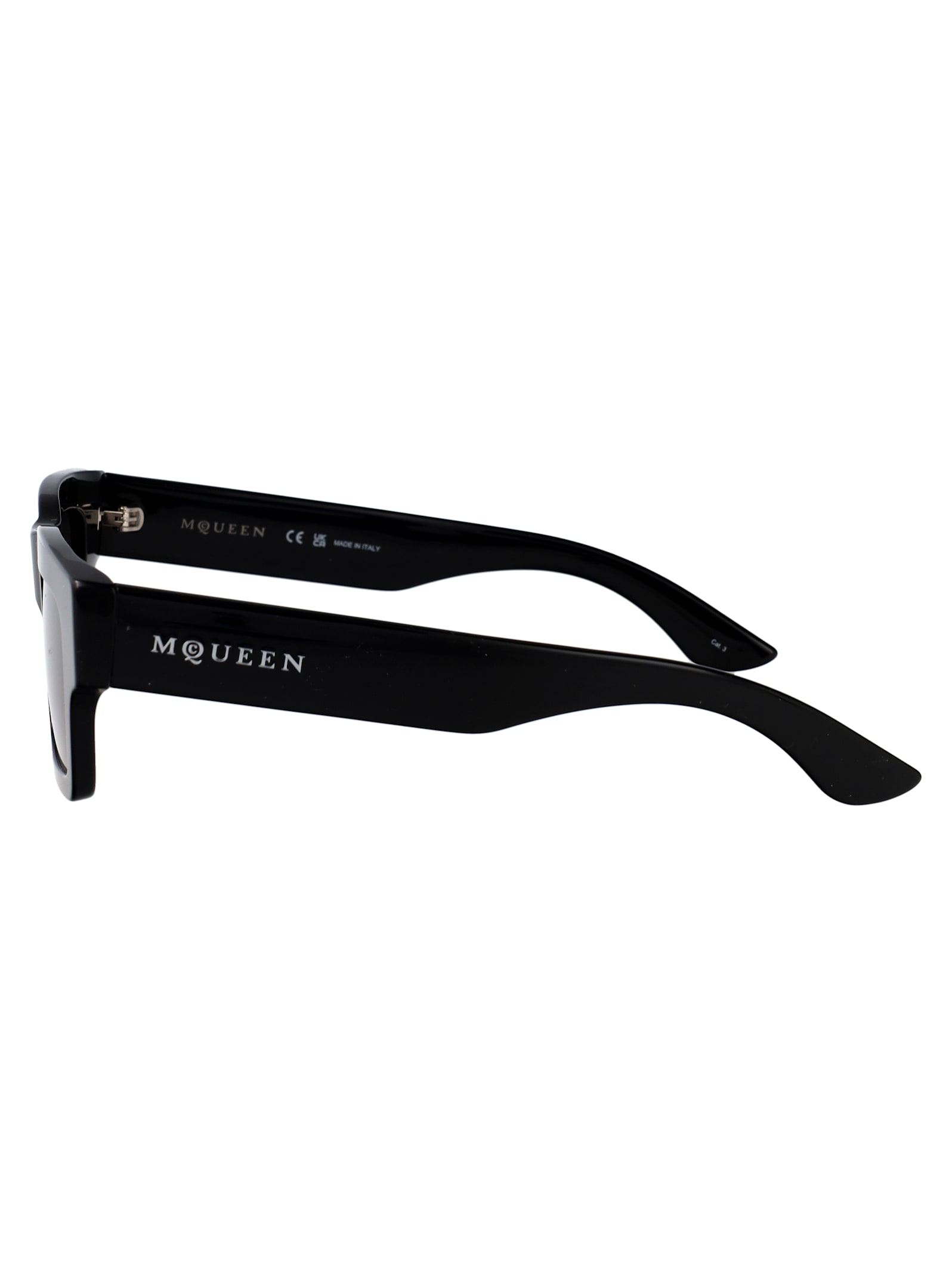 Alexander Mcqueen Black-black-grey Recycled Acetate Sunglasses In Black