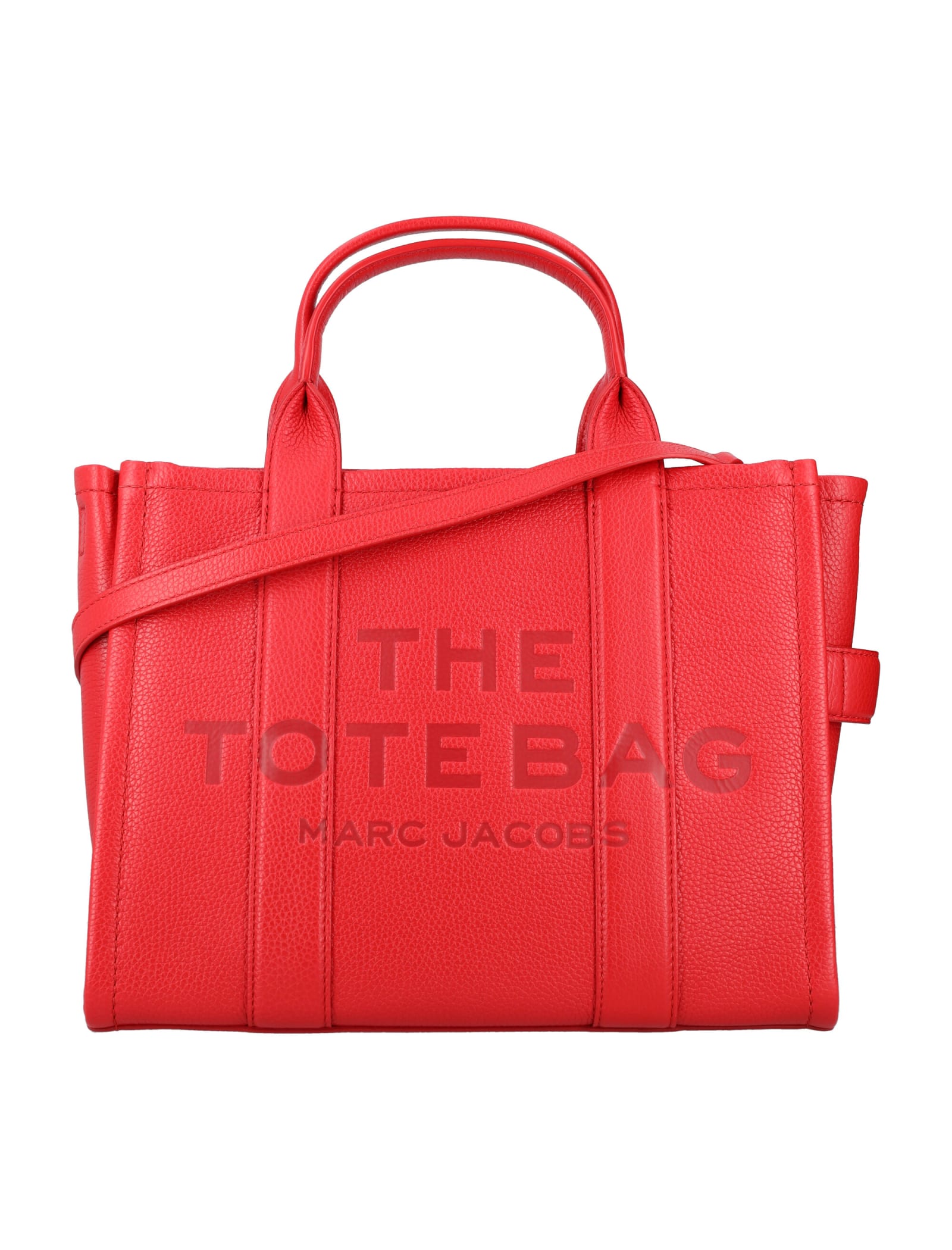 Marc Jacobs The Leather Medium Tote Bag In Red
