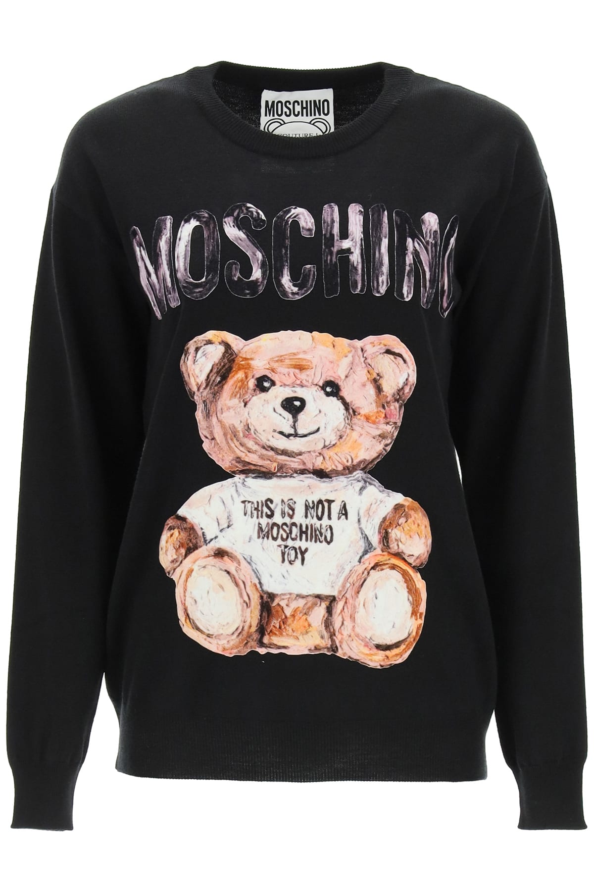 Moschino Sweater With Flocked Teddy Bear Patch