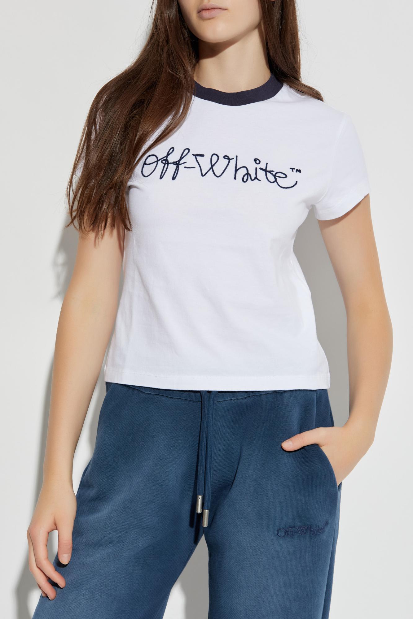 Off-white T-shirt With Embroidered Logo In White