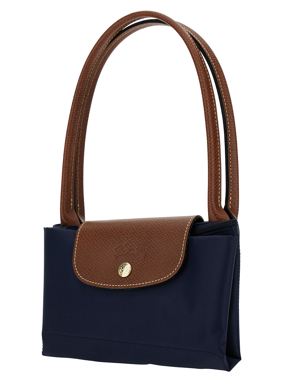 Longchamp M Le Pliage Original Blue Shoulder Bag With Embossed Logo In Canvas Woman In Blue