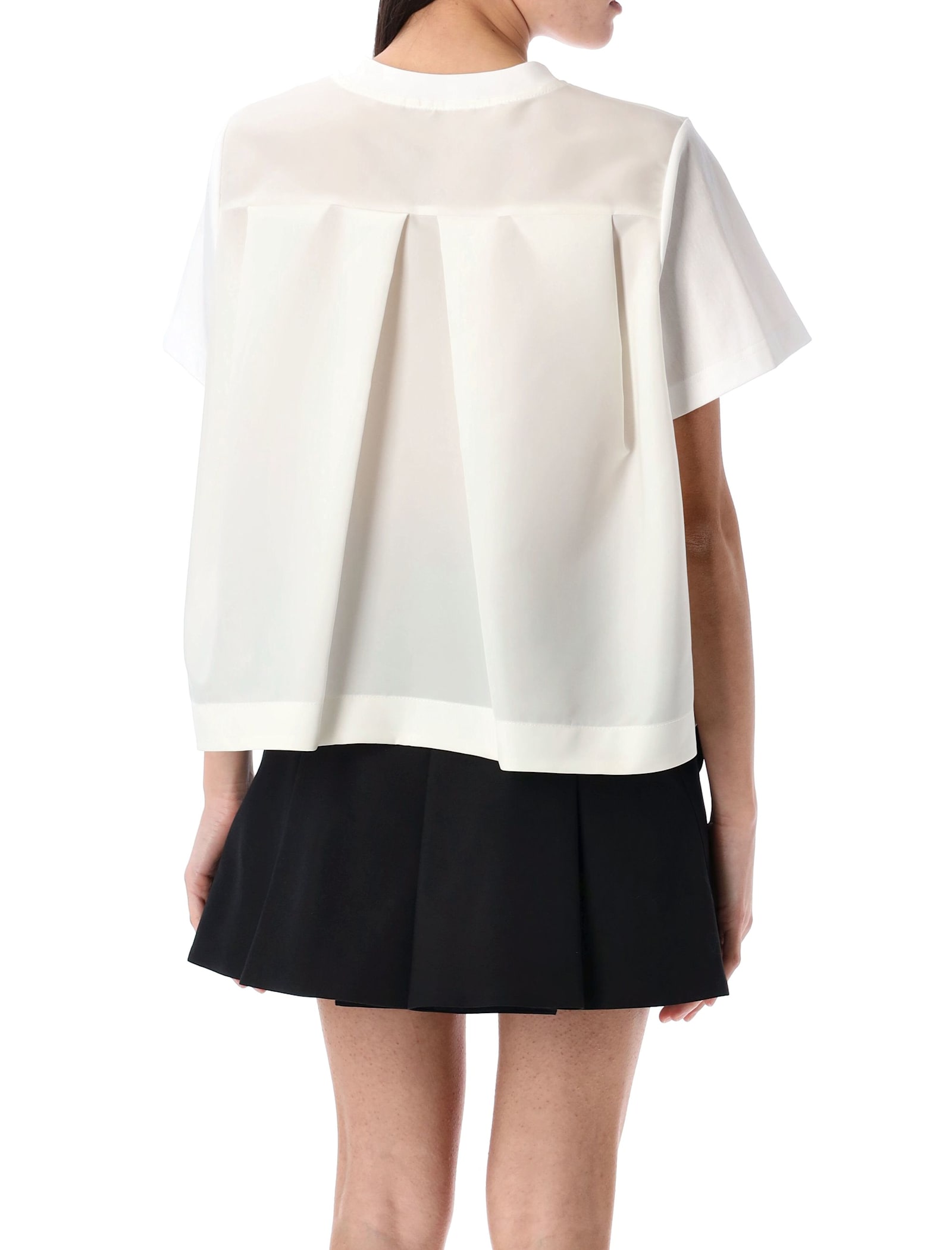 Sacai Nylon Twill & Cotton Jersey T-shirt In White