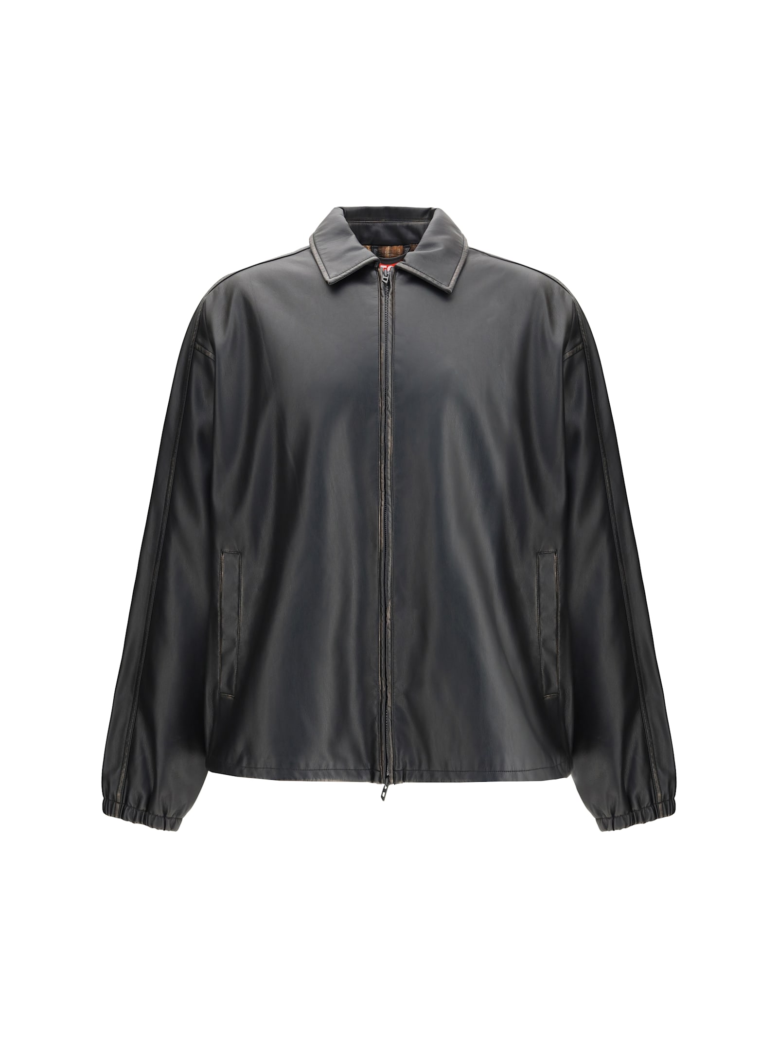 Diesel Black Polyester Biker Jacket In Black