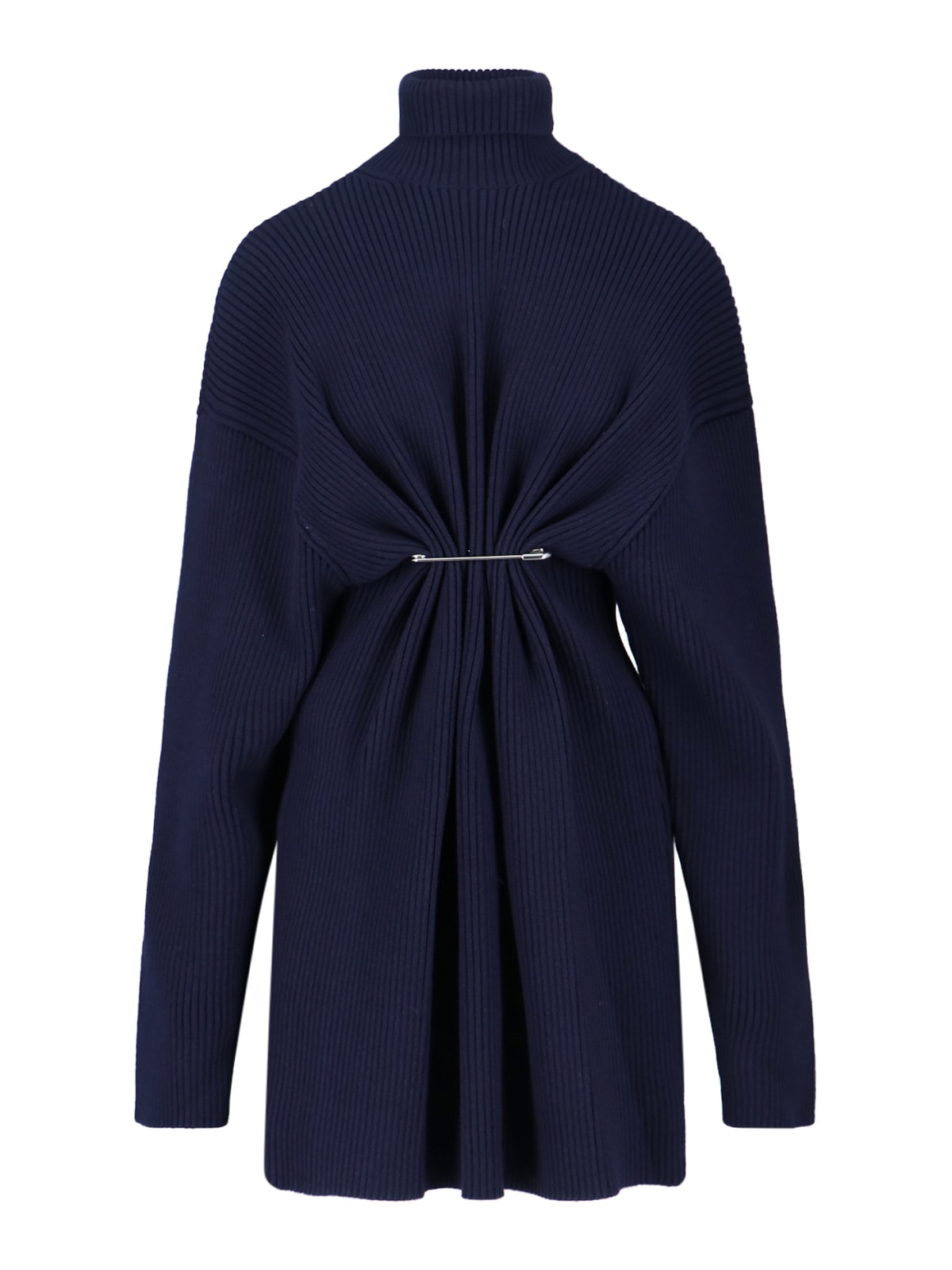 Balenciaga Knitted Midi Dress In Blue