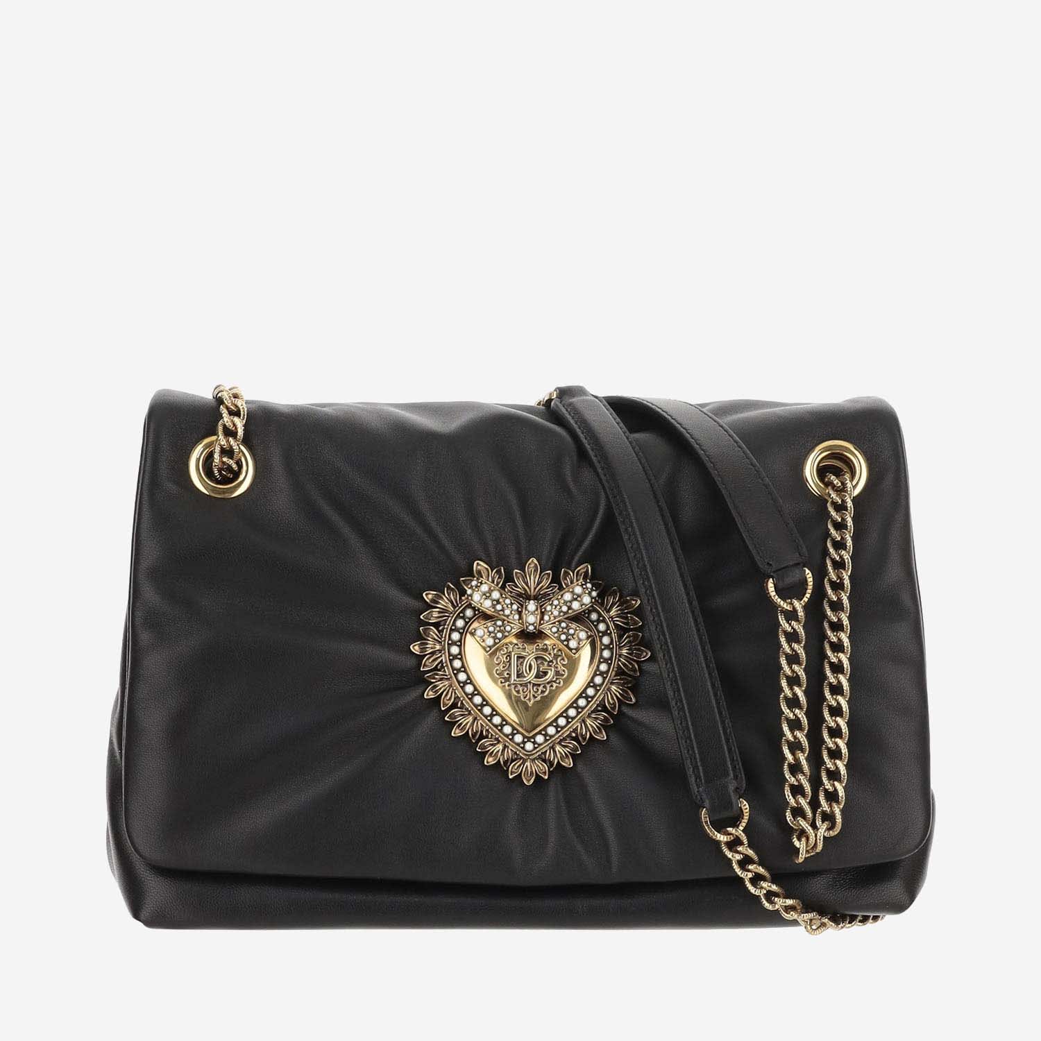 Dolce & Gabbana Devotion Soft Medium Shoulder Bag In Black