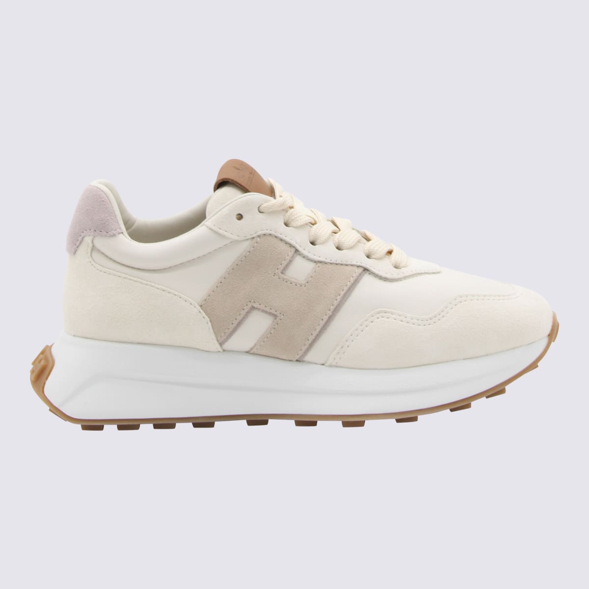 Hogan Beige Leather Sneakers In White