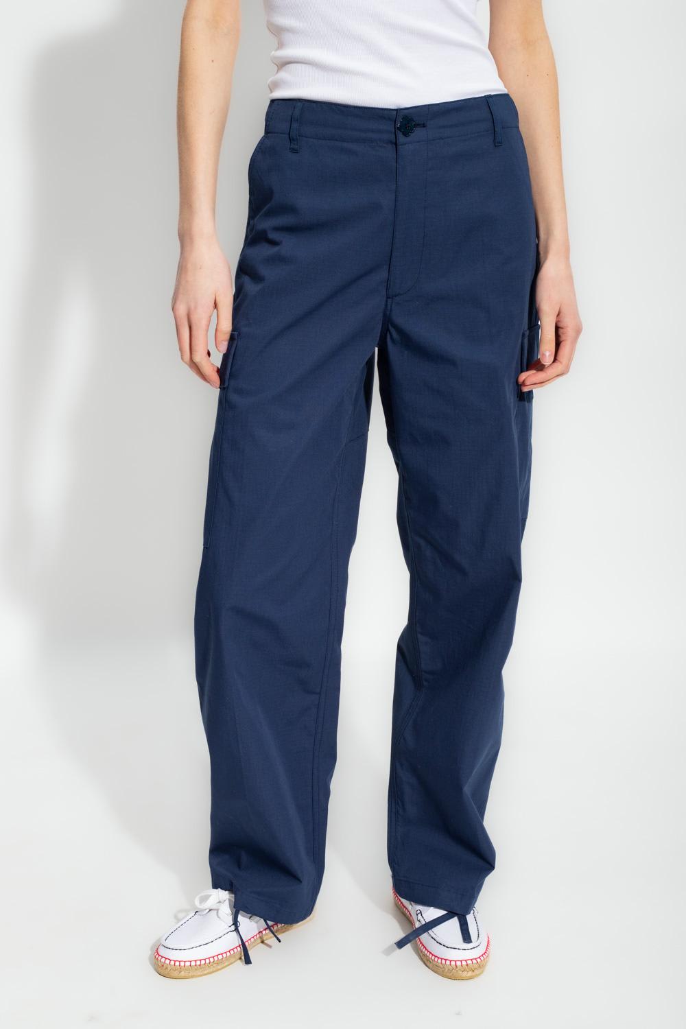 Shop Kenzo Cargo Trousers In Midnight Blue