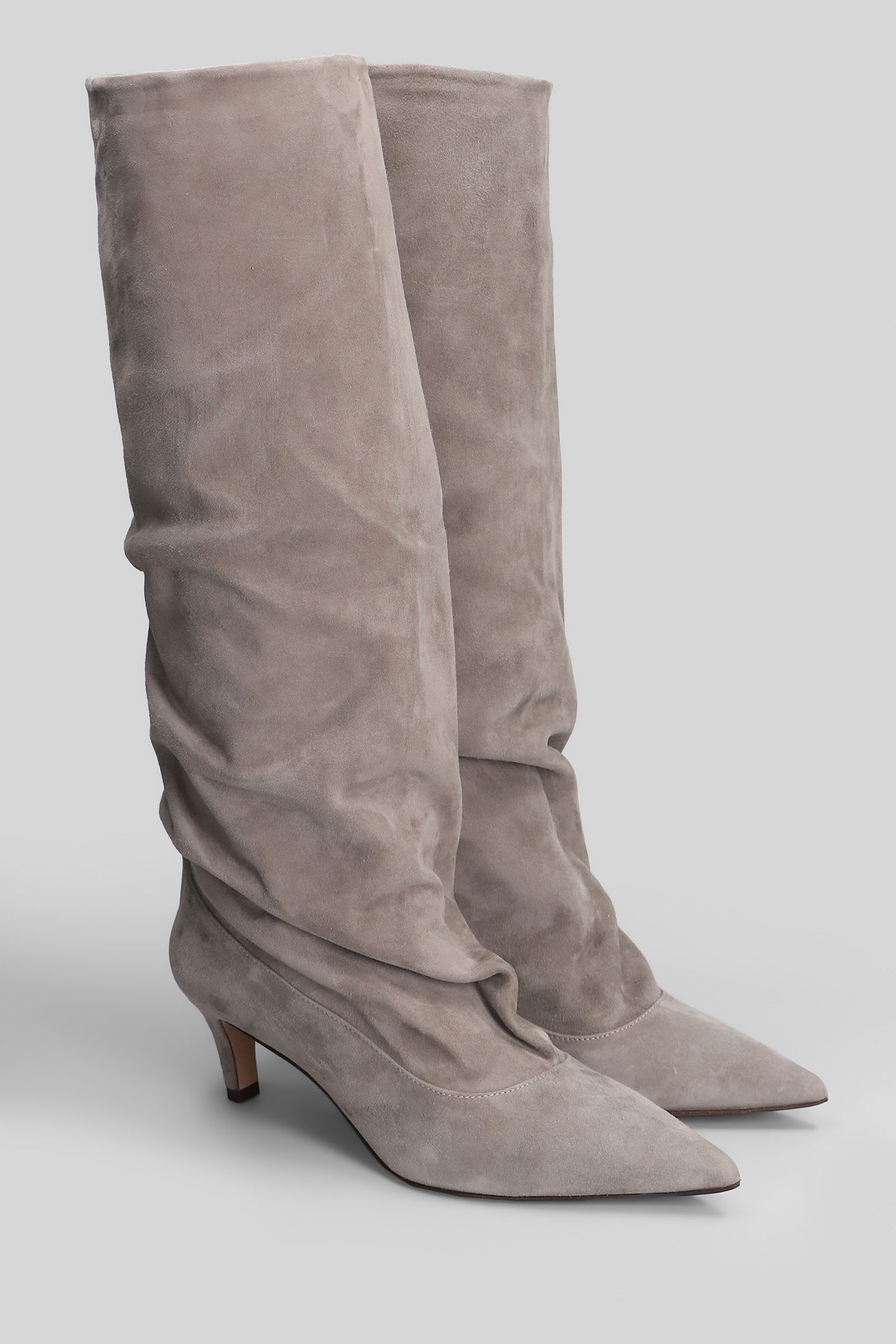 The Seller High Heels Boots In Grey Suede In Gray