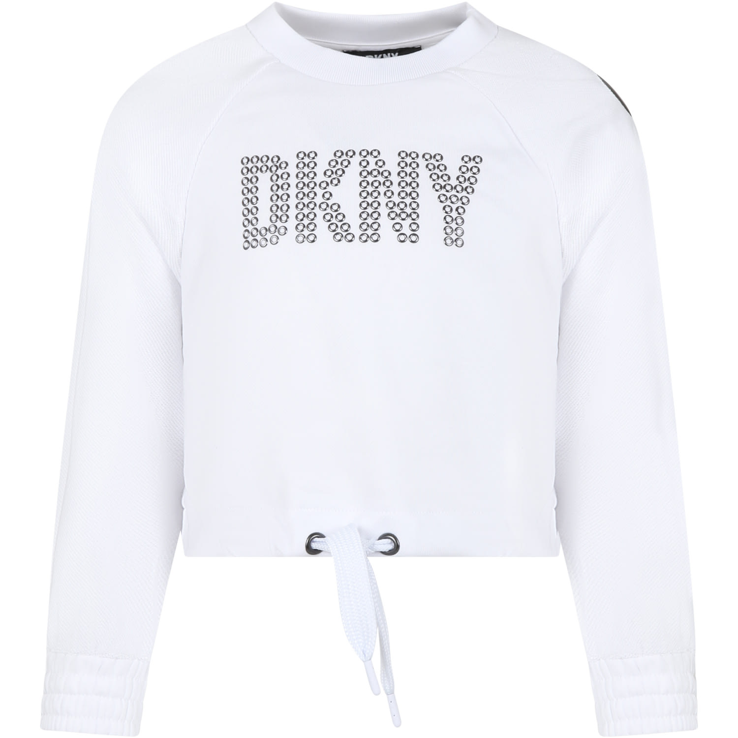 DKNY White Cropped Sweatshirt For Girl With Logo