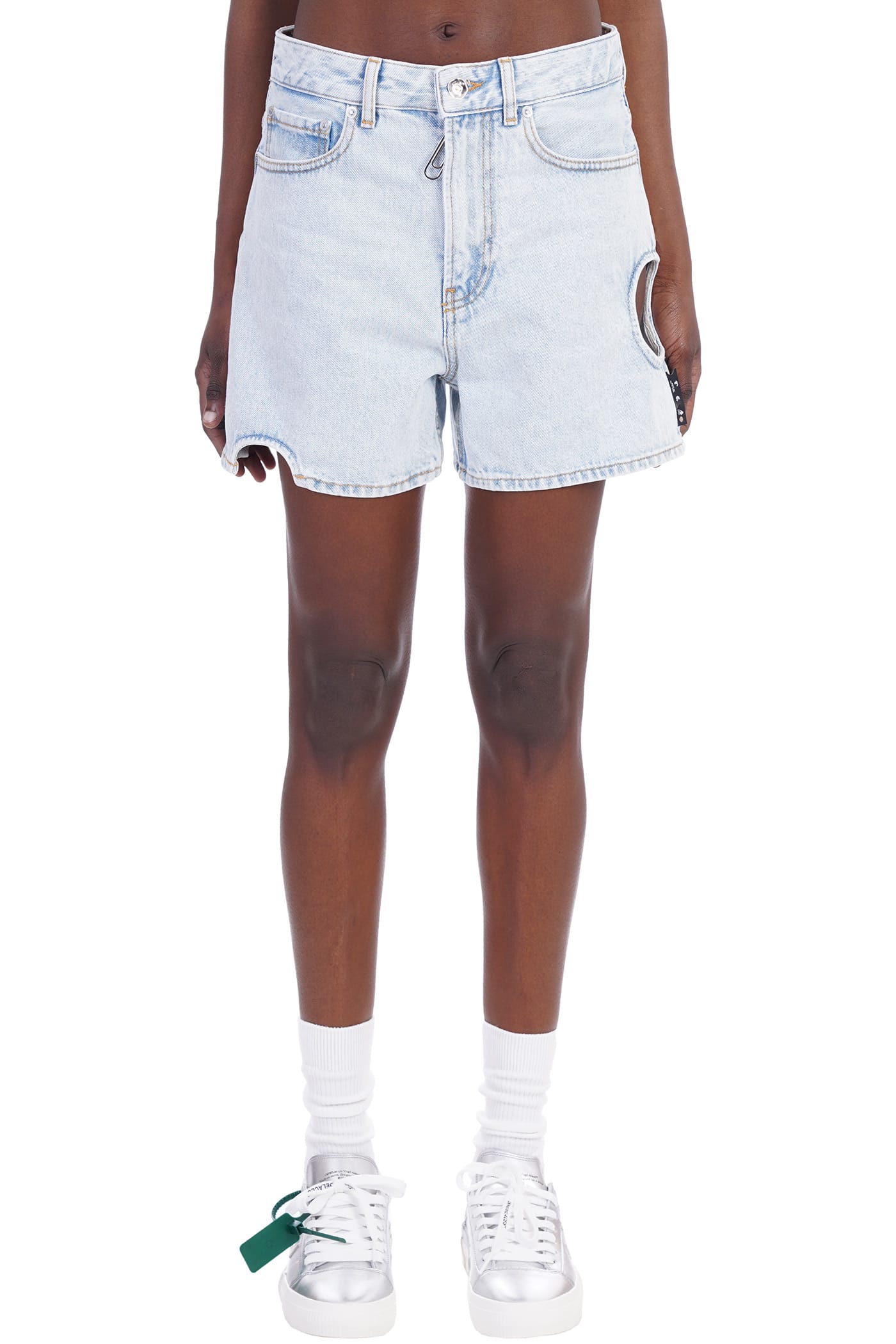 Off-White Shorts In Cyan Cotton