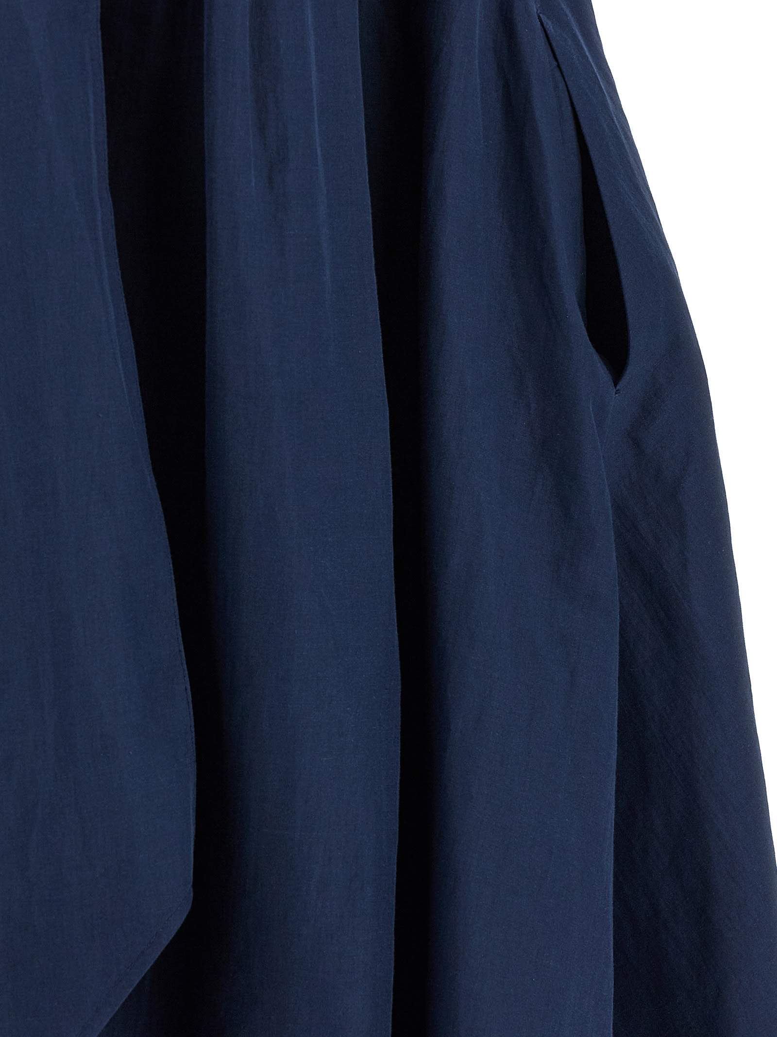 's Max Mara Pleated V-neckline Midi Dress Bow Detail In Blue