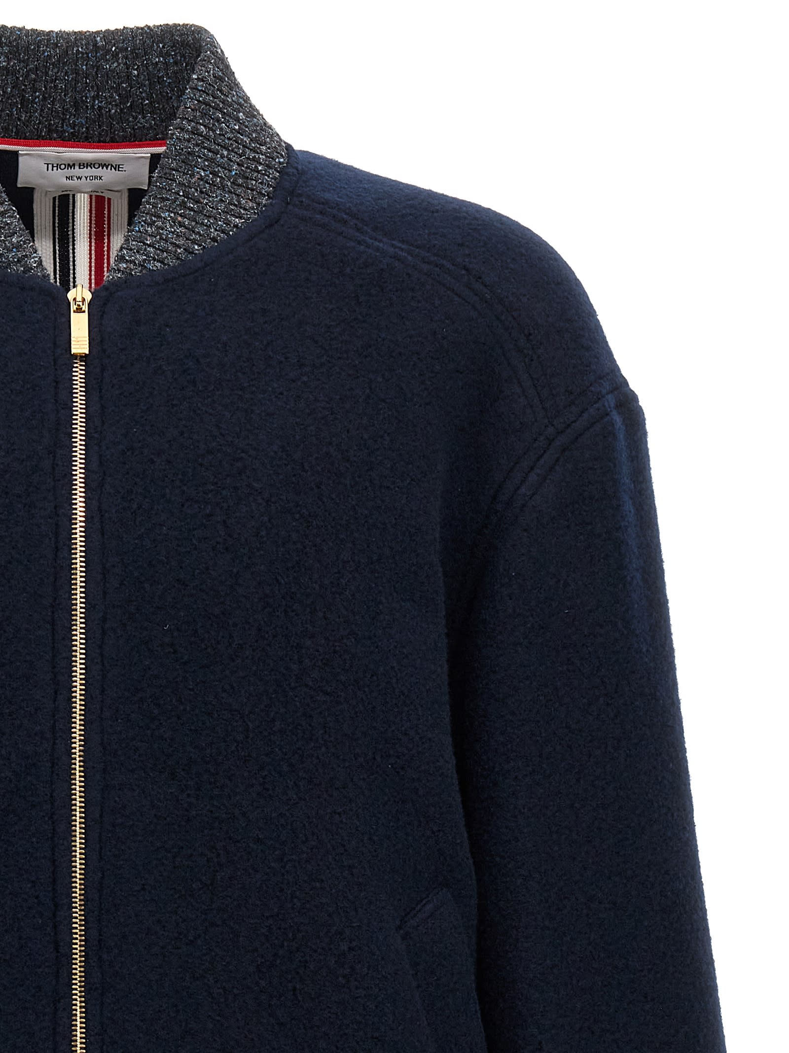 Shop Thom Browne Rwb Bomber Jacket In Blue