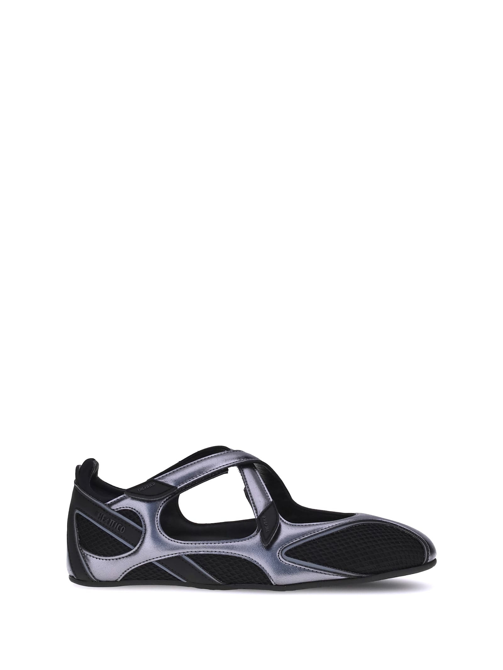 Attico Floor 01 Mesh And Leather Ballerinas Flat In Black