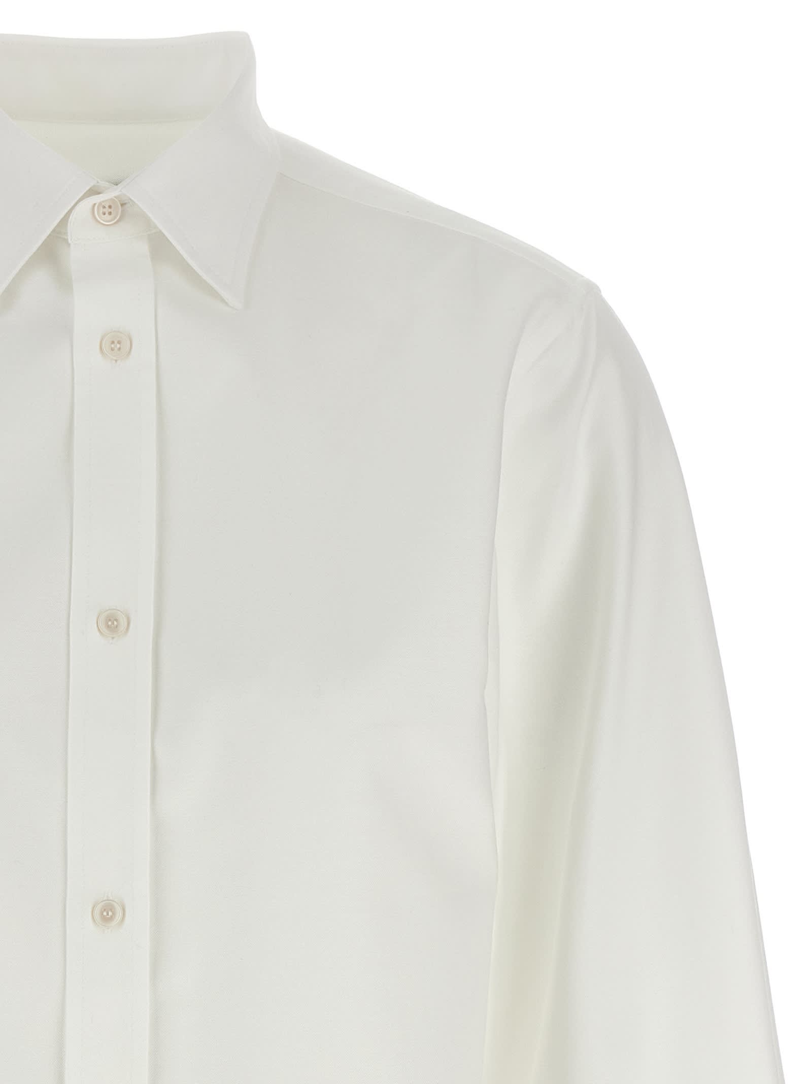 Darkpark Structured Collar Cotton Shirt With Long Sleeves And Side Slits In White