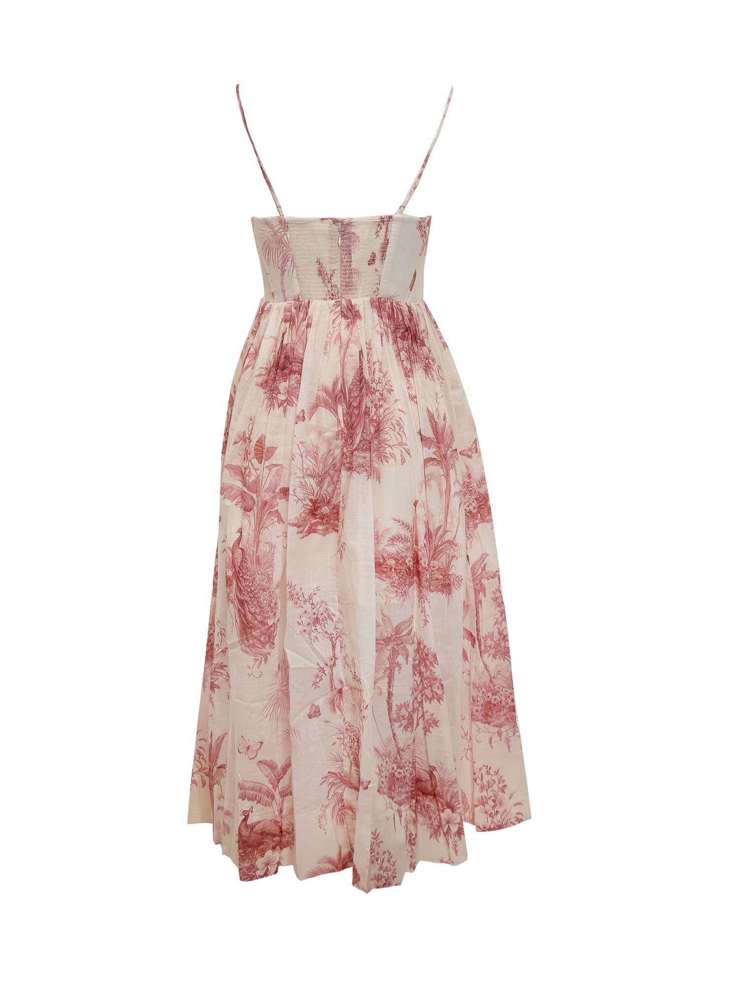 Shop Zimmermann Waverly Corset Pink Palm Midi Dress