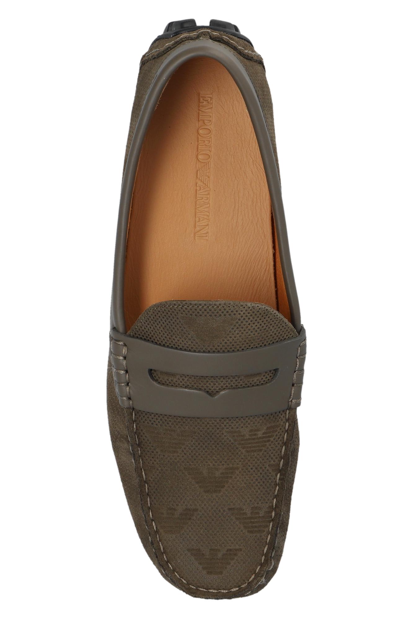 Shop Emporio Armani Leather Loafers In Brown
