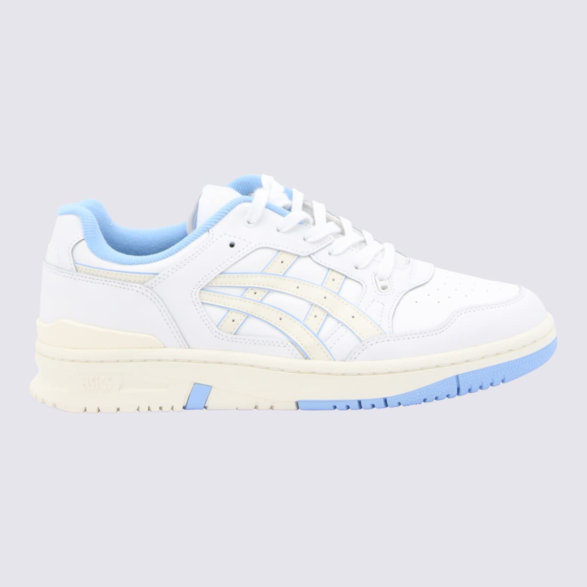 Asics White And Blue Leather Court Sneakers In White / Light Blue