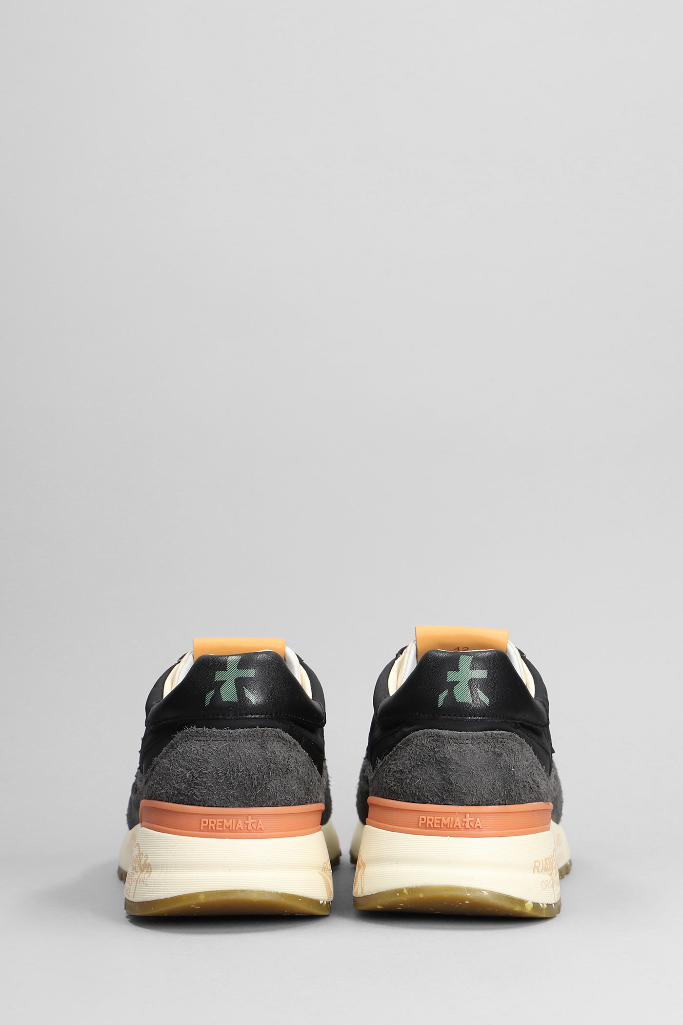 Shop Premiata Landeck Sneakers In Black Suede And Fabric