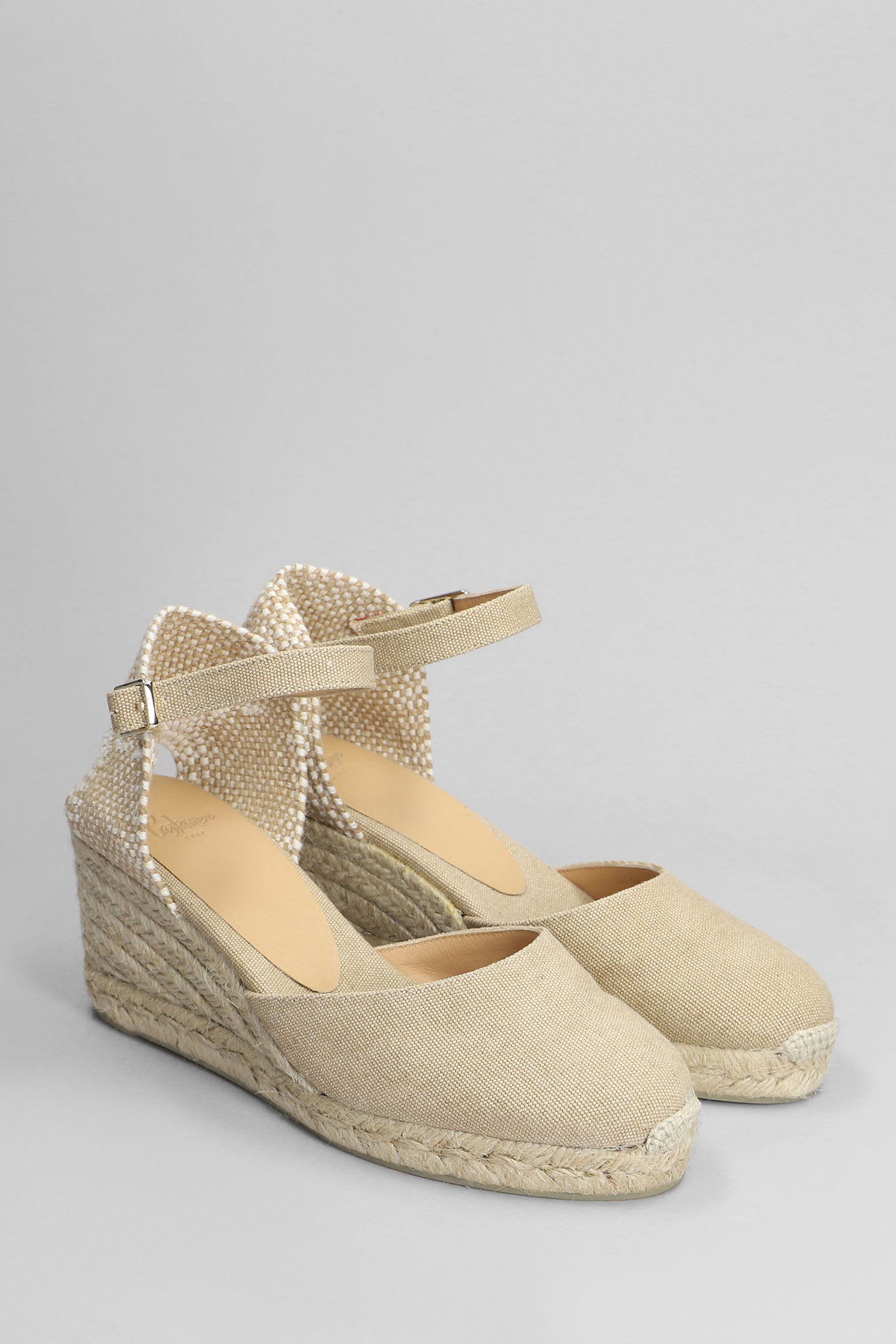 Castaã±er Carol 6-002 Wedges In Beige Canvas