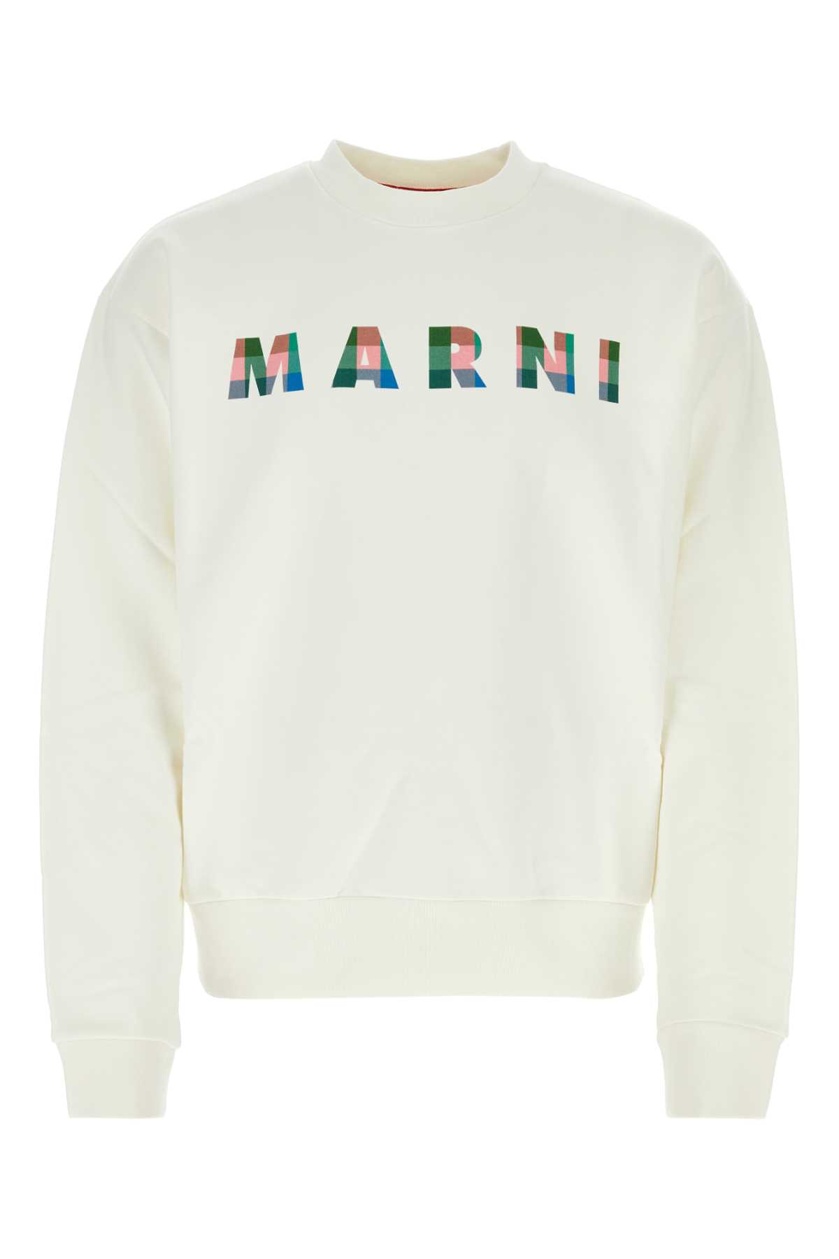 Marni White Cotton Sweatshirt In Naturalwhite