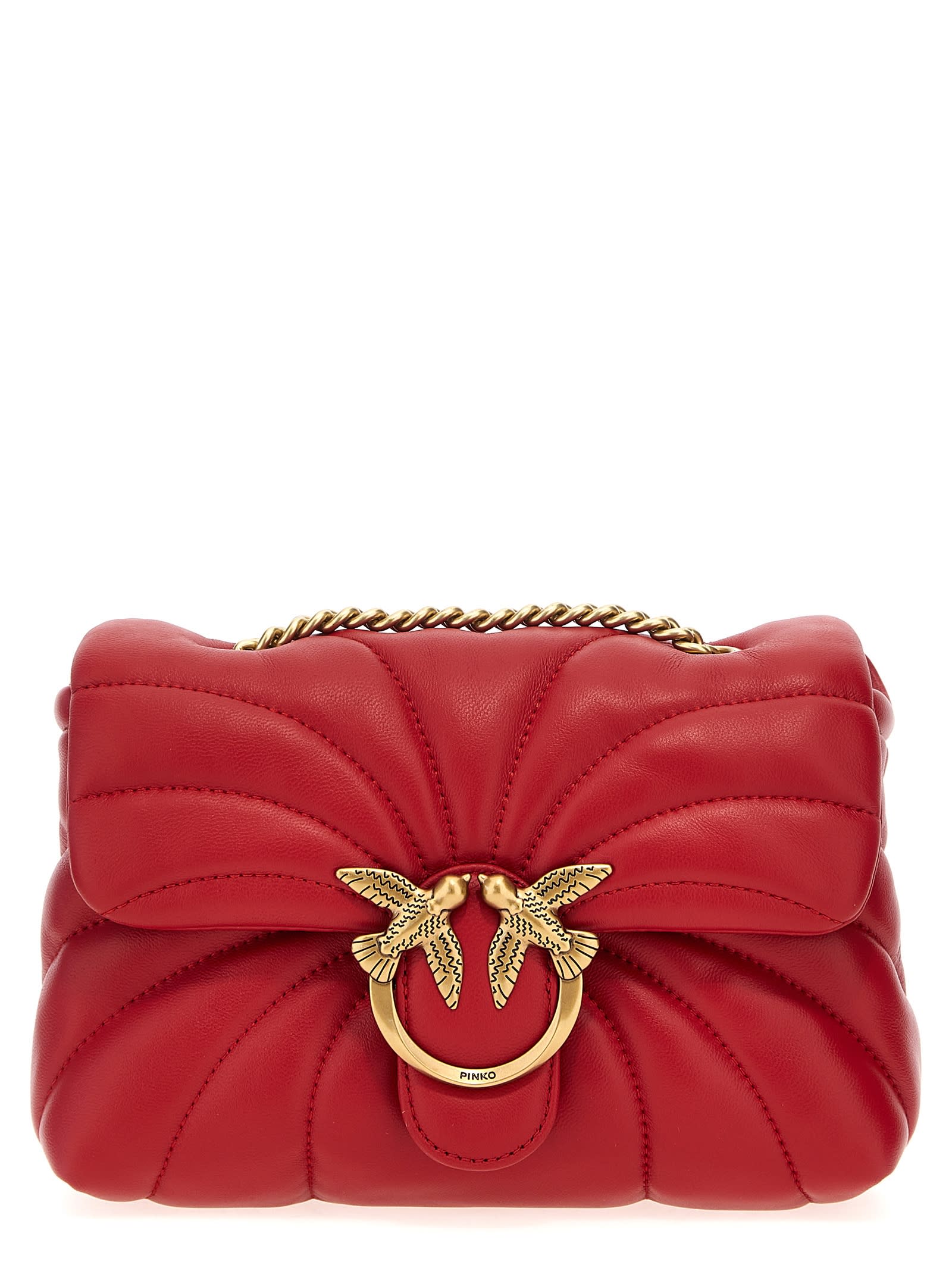 Shop Pinko Love Puff Mini Crossbody Bag In Red