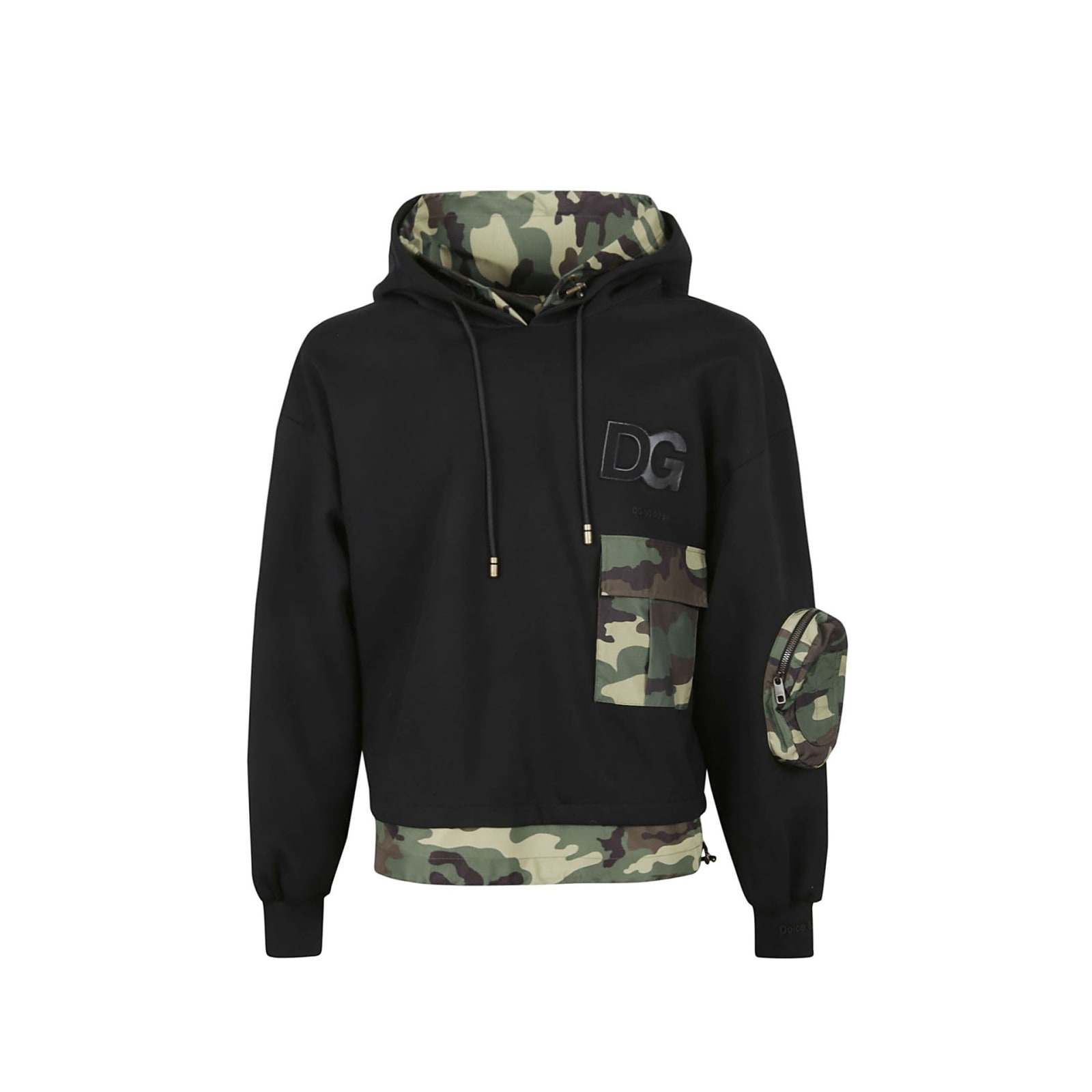 Shop Dolce & Gabbana Camouflage-print Hooded Sweatshirt In Black