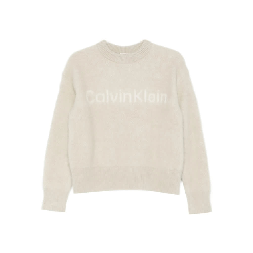 Calvin Klein Sweater In Blended Alpaca In Neutral