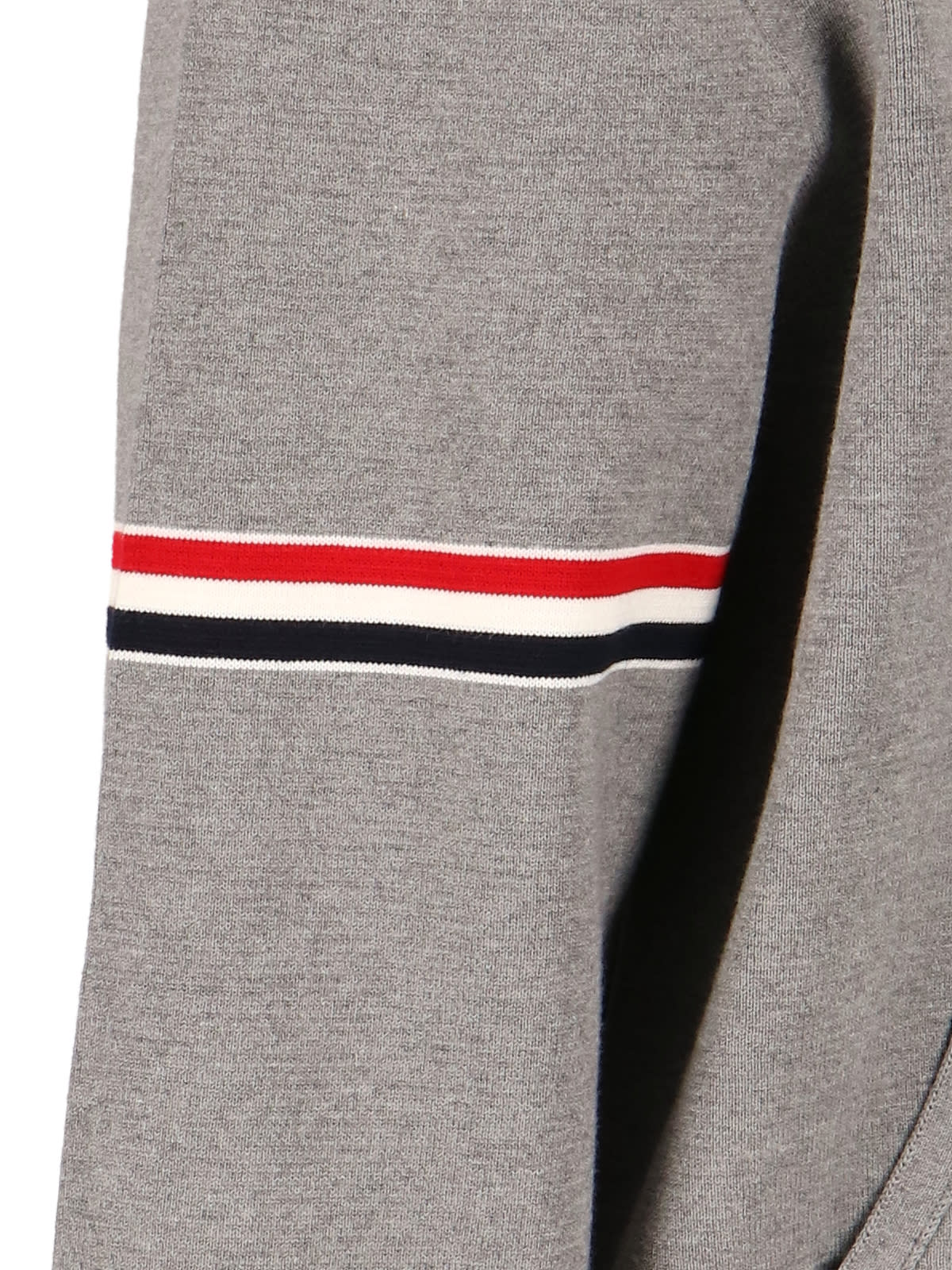 Shop Thom Browne Tricolor Detail Zip Hoodie In Gray