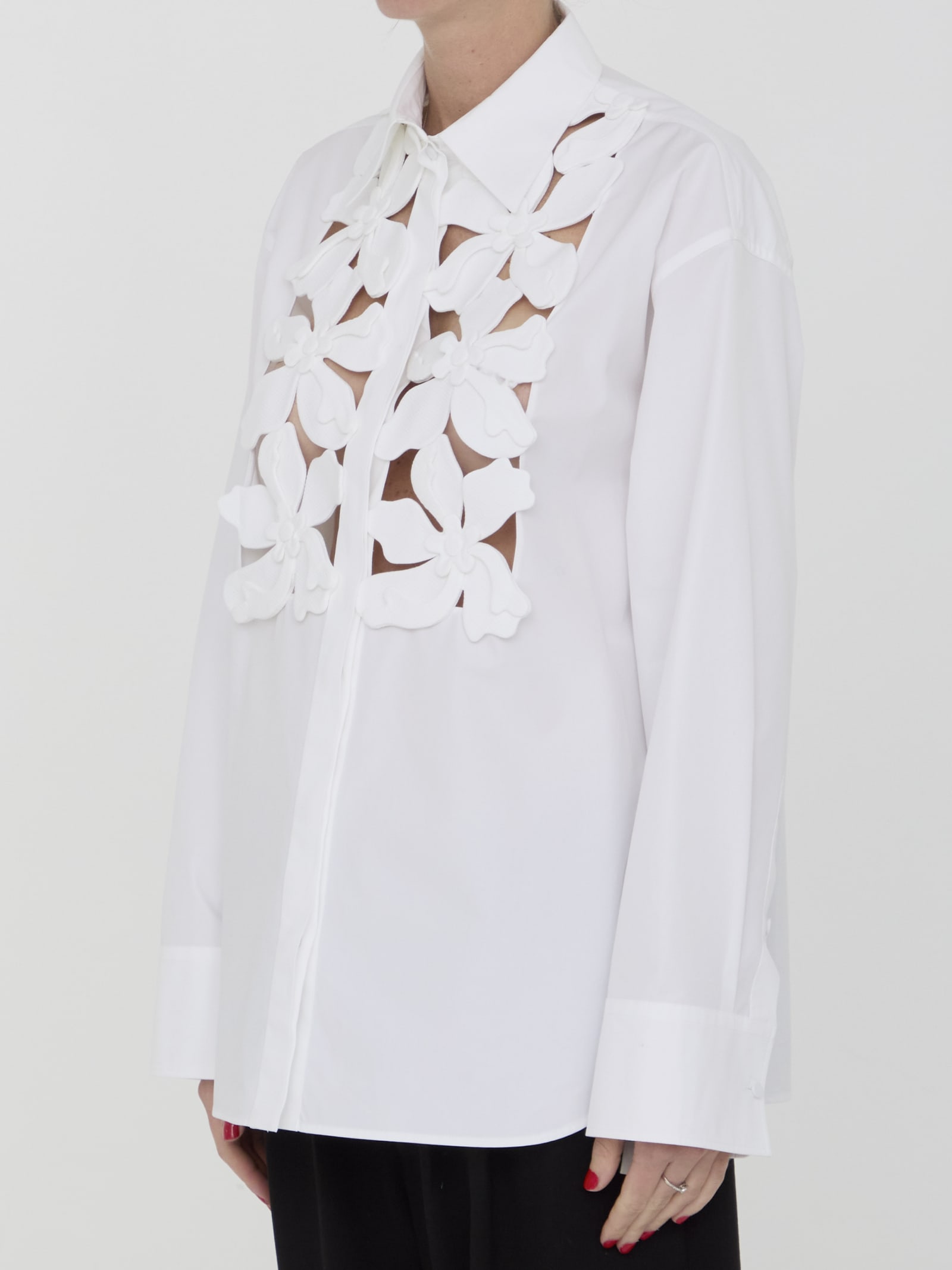 Shop Valentino Compact Popeline Shirt In White