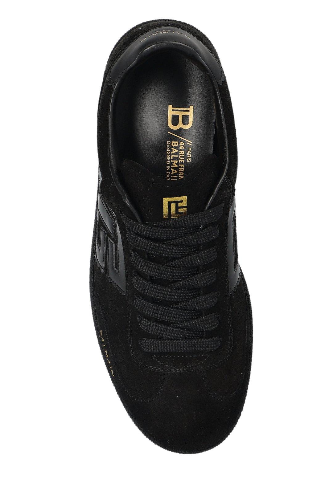 Balmain Swan Suede Low-top Sneakers In Black