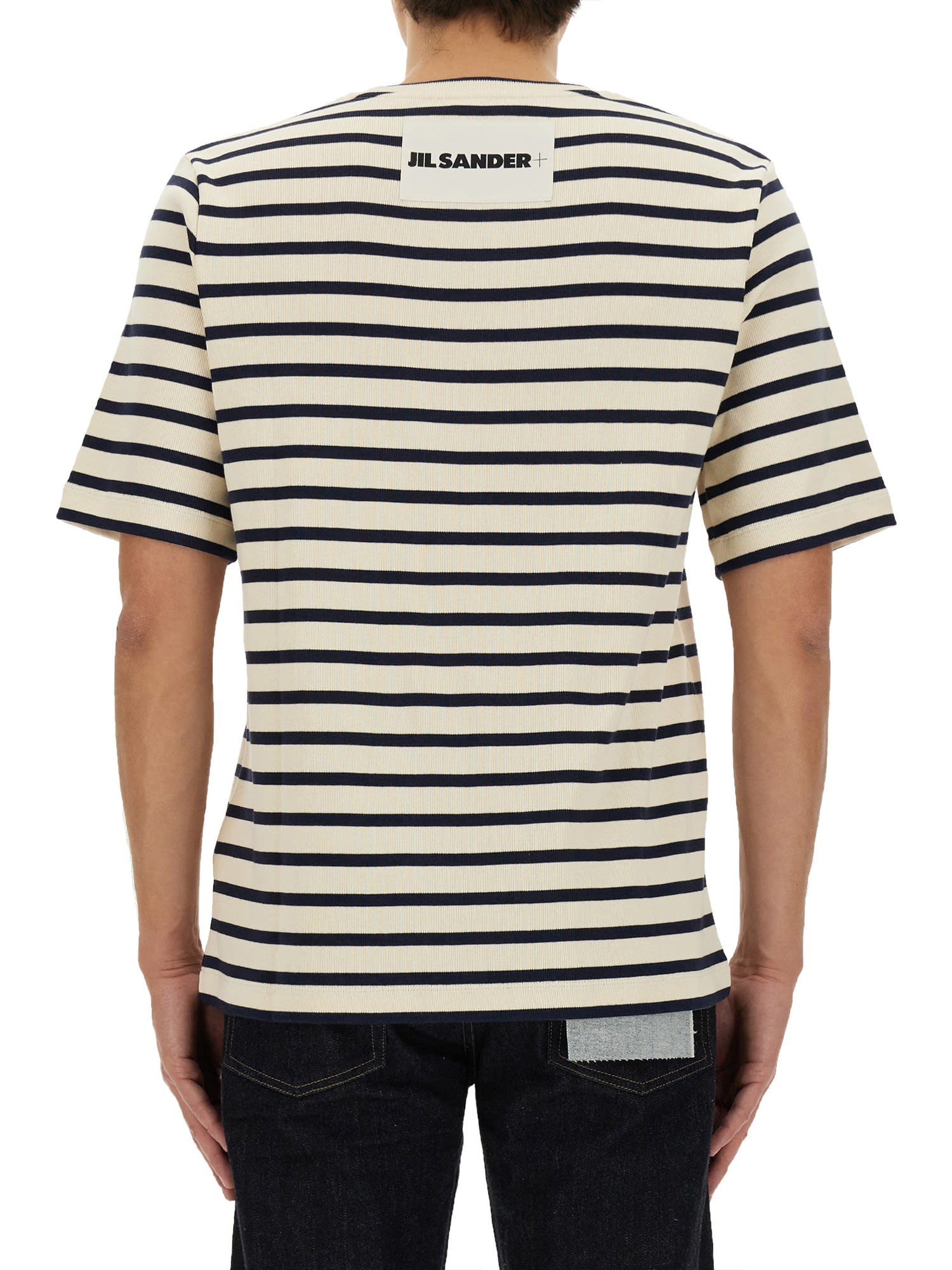 Shop Jil Sander Striped T-shirt In Bianco/nero