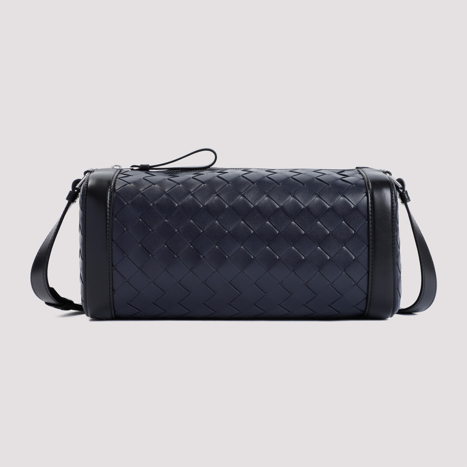 Shop Bottega Veneta Messenger Intrecciato Shoulder Bag In Space Black