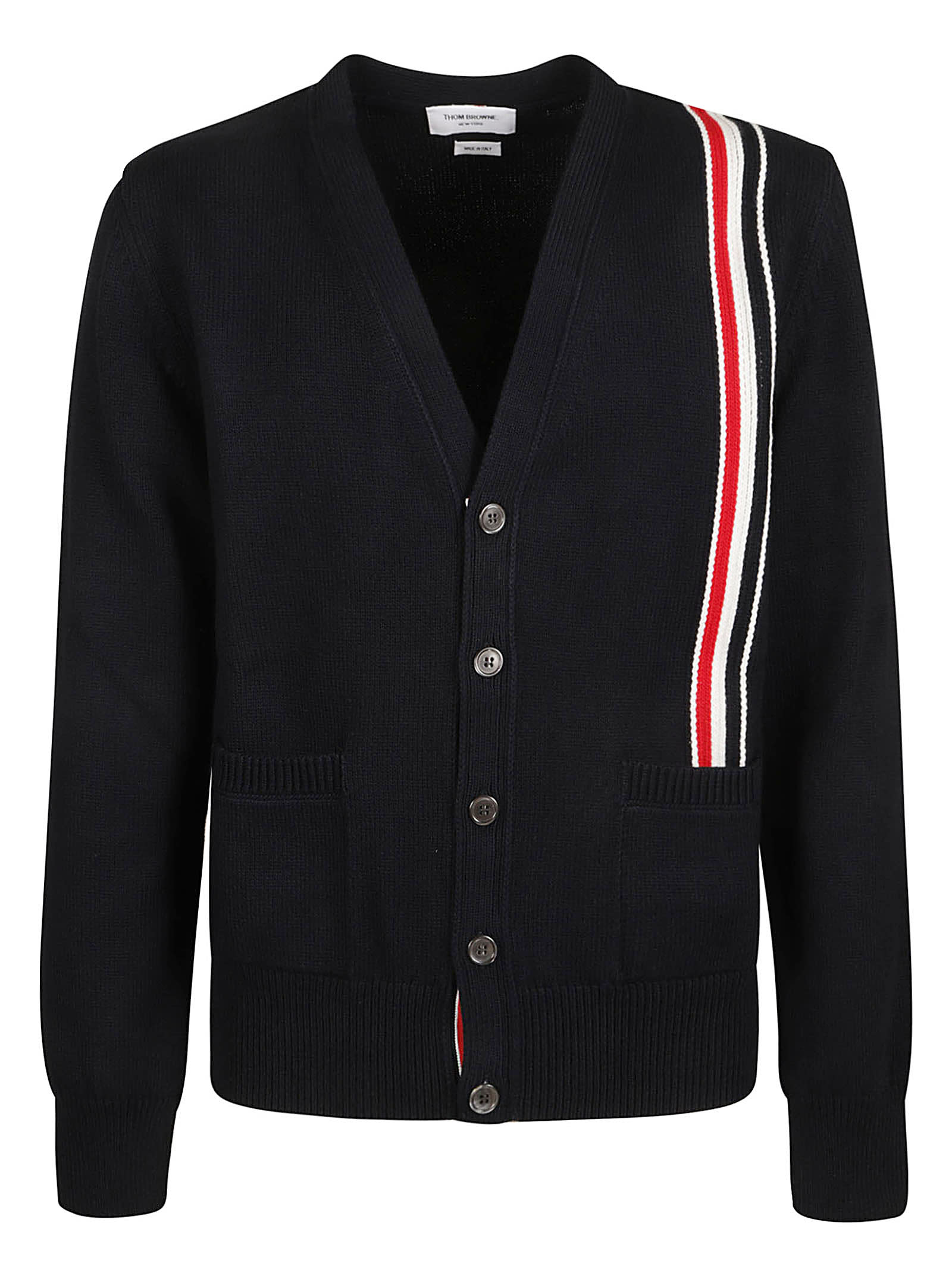 Shop Thom Browne V-neck Cardigan In Navy