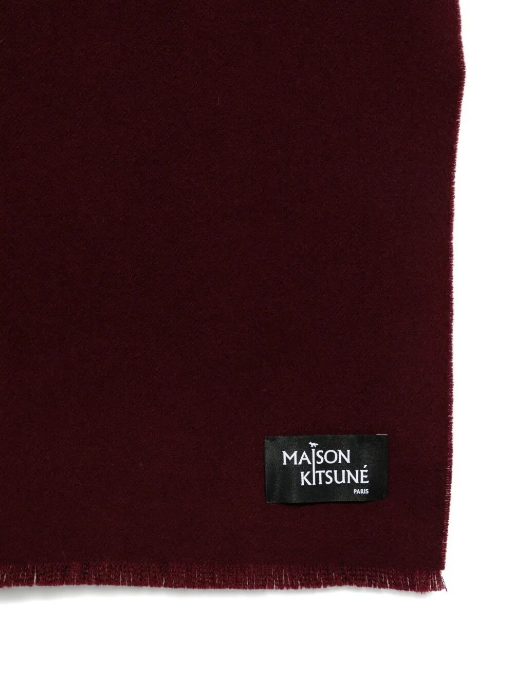 Maison Kitsuné Wool Fringed Scarf Accessories In Burgundy