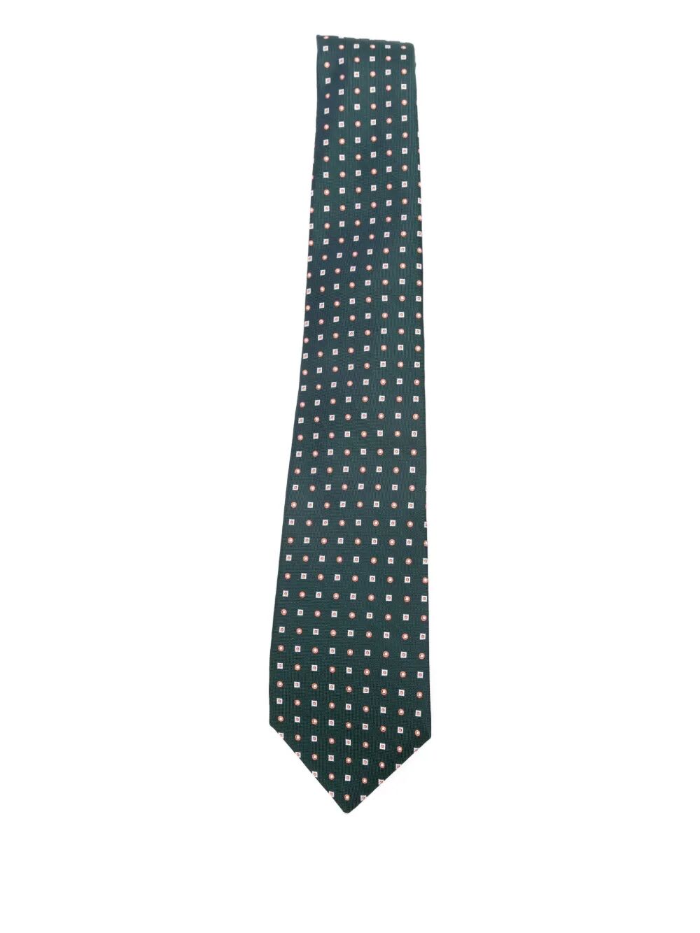 Kiton Geometric-patterned Silk Tie In Green