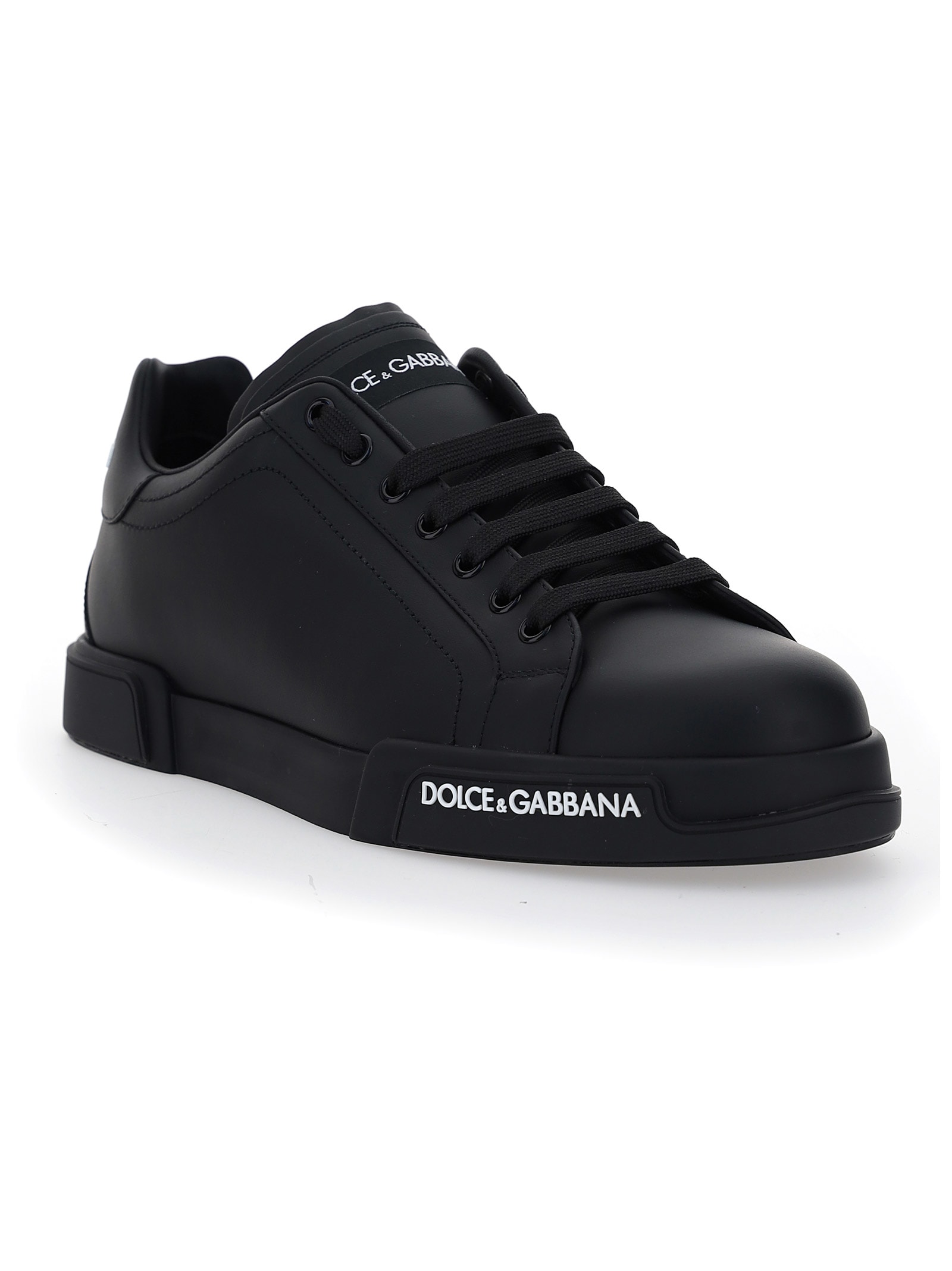 DOLCE & GABBANA PORTOFINO BLACK LEATHER SNEAKERS