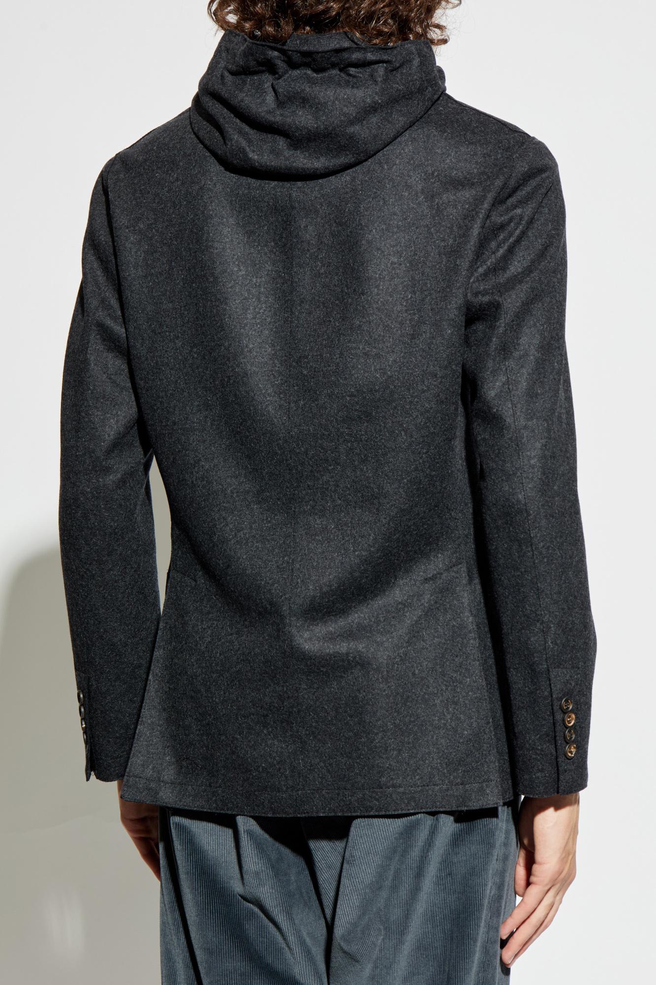 Eleventy Hooded Jacket With Front Pockets And Drawstring In Black