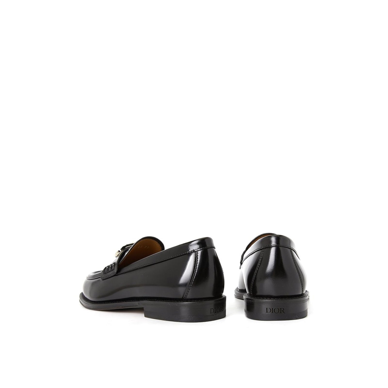 Shop Dior Granville Leather Loafers In Black