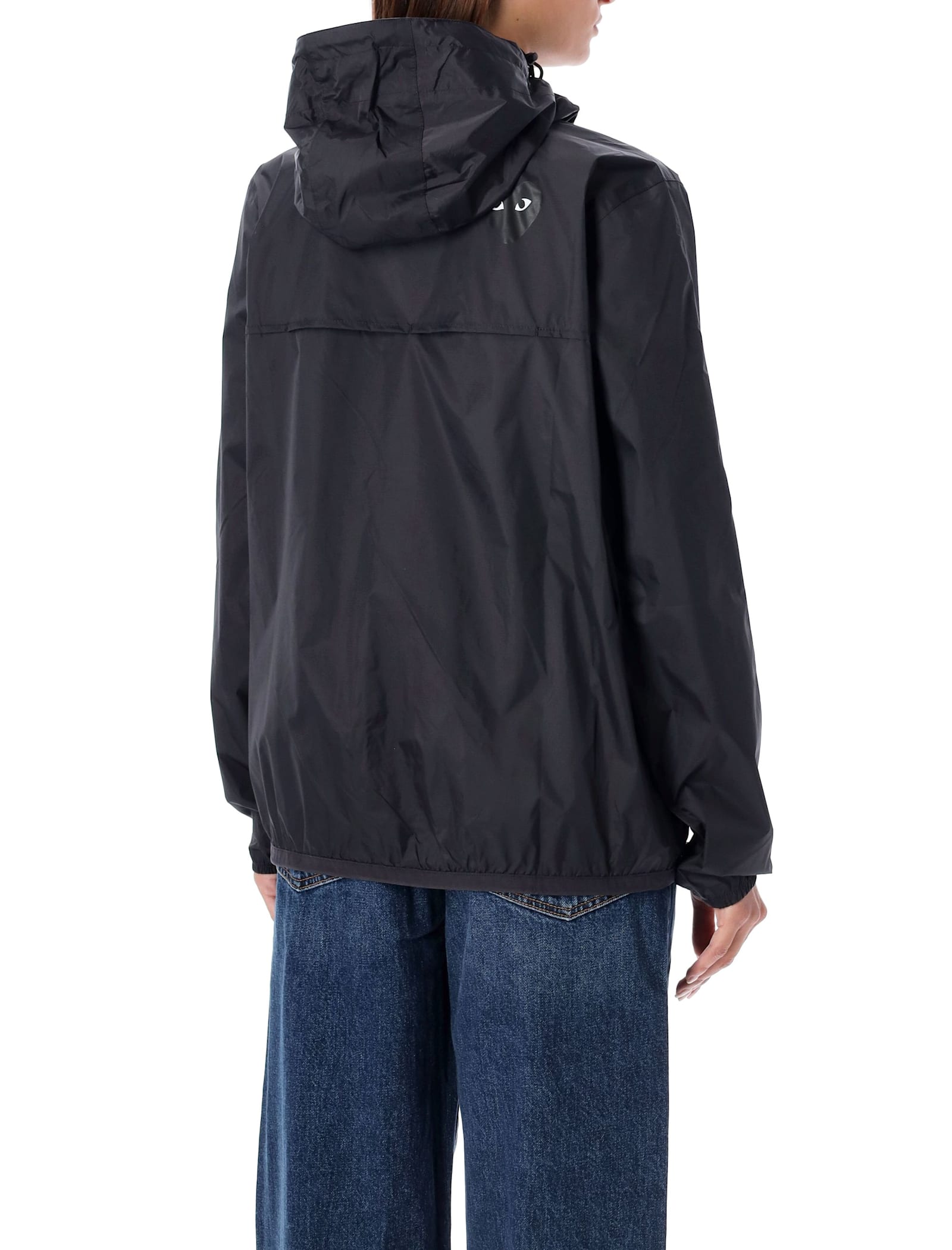Comme Des Garçons Play Waterproof Zip Jacket With Hood In Black