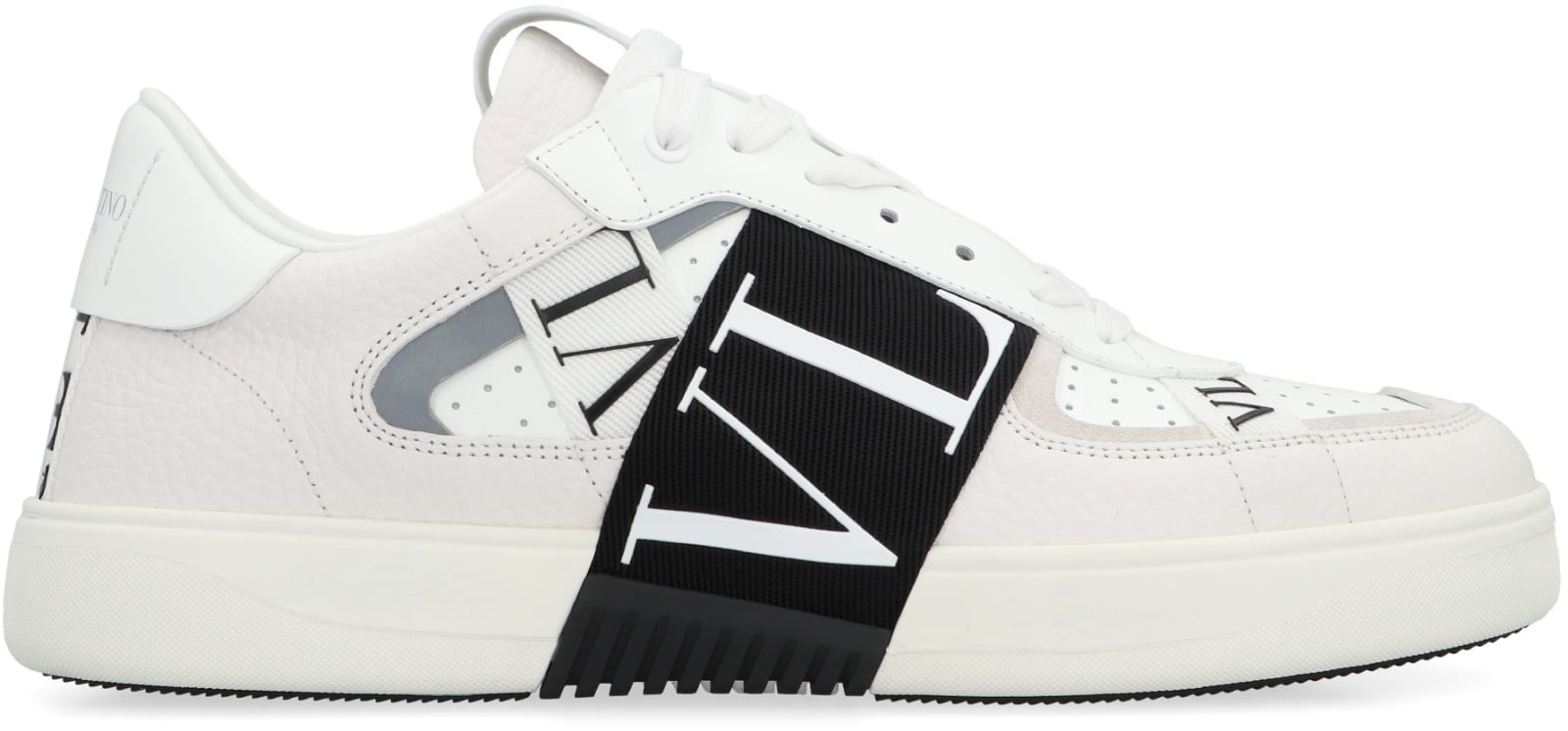 Shop Valentino Garavani - Vl7n Leather And Fabric Low-top Sneakers In White