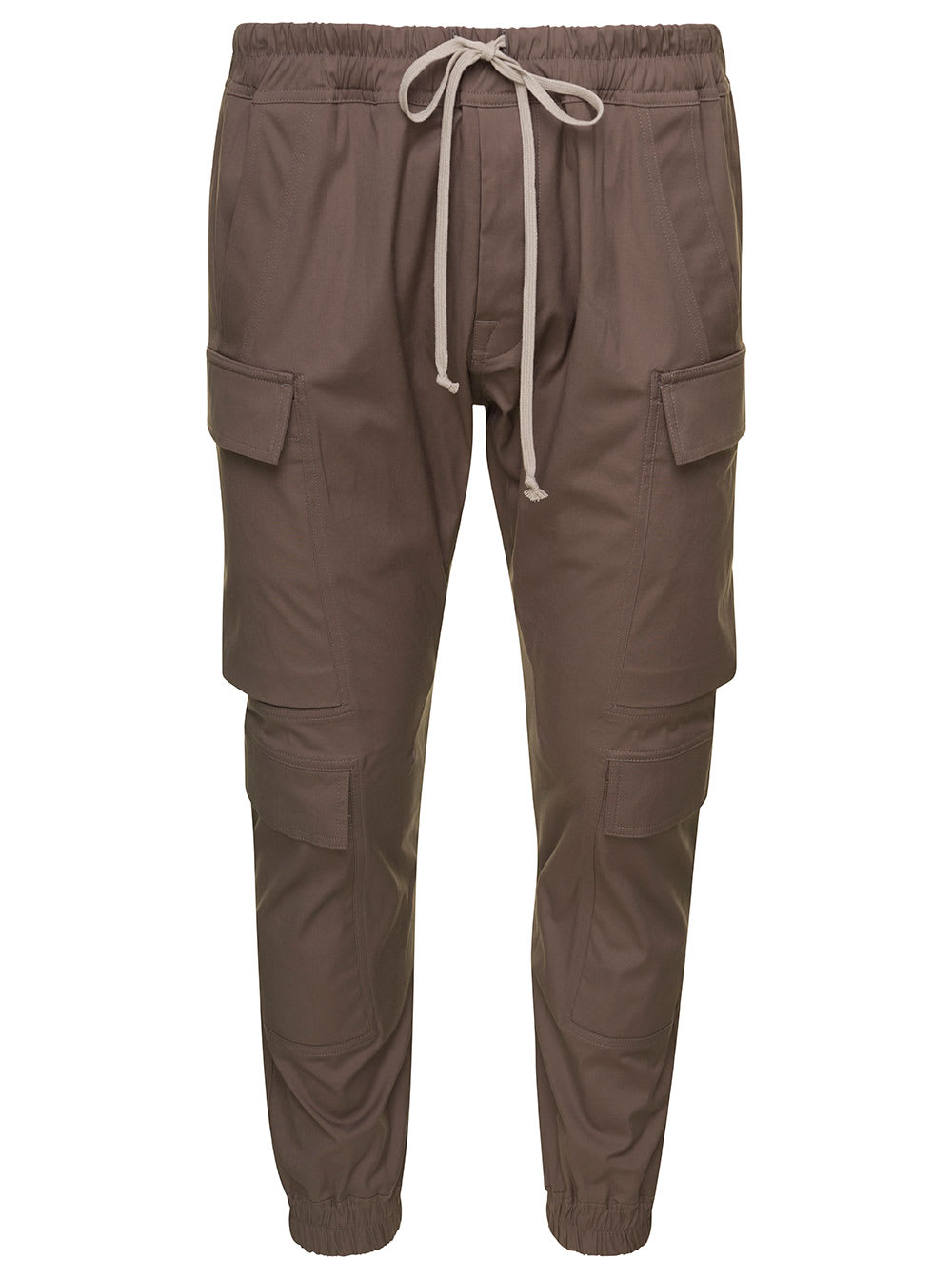 Rick Owens Beige Cargo Pants With Drawstring In Cotton Man