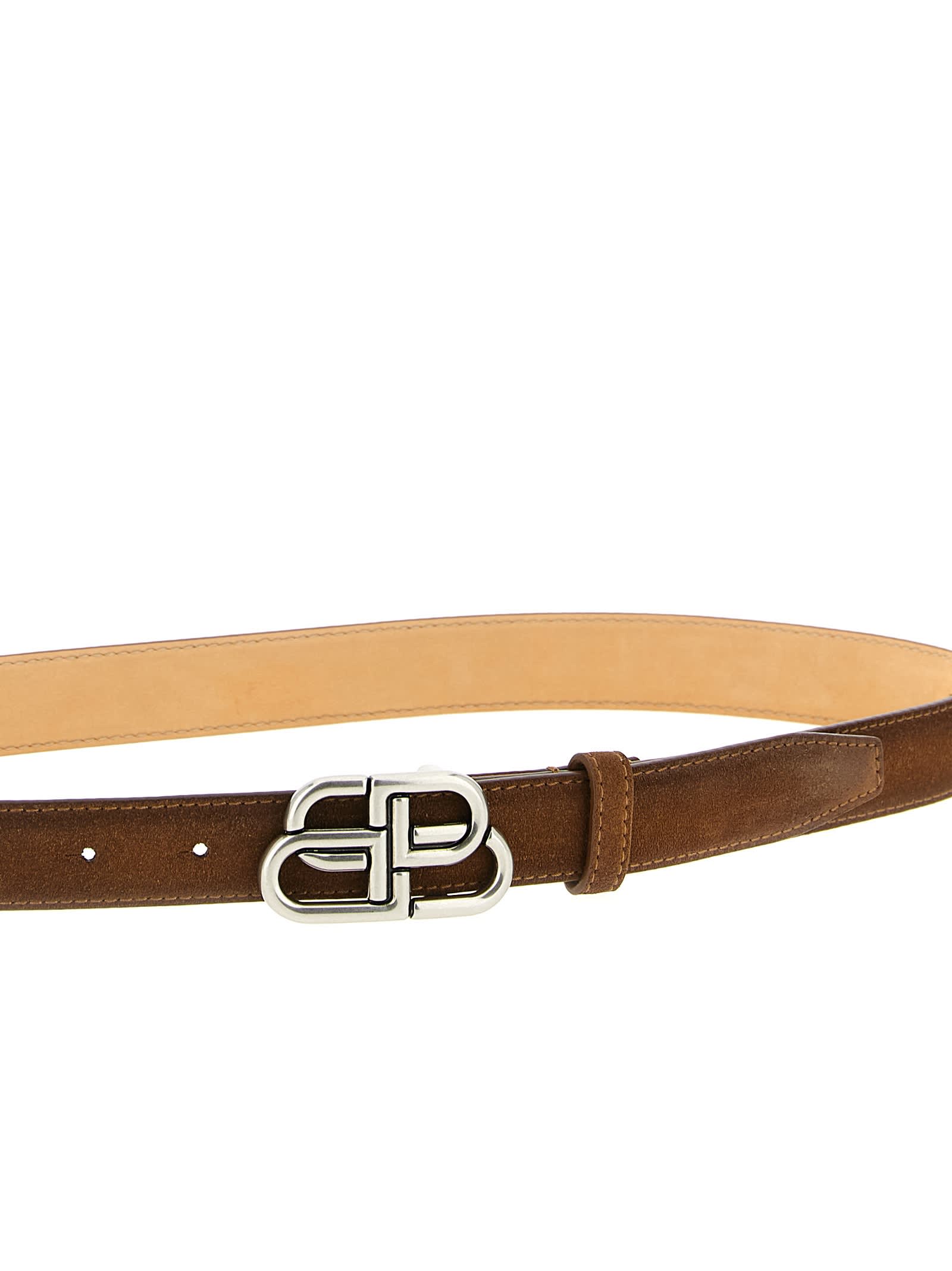 Balenciaga Bb Thin Belt Belt In Gold