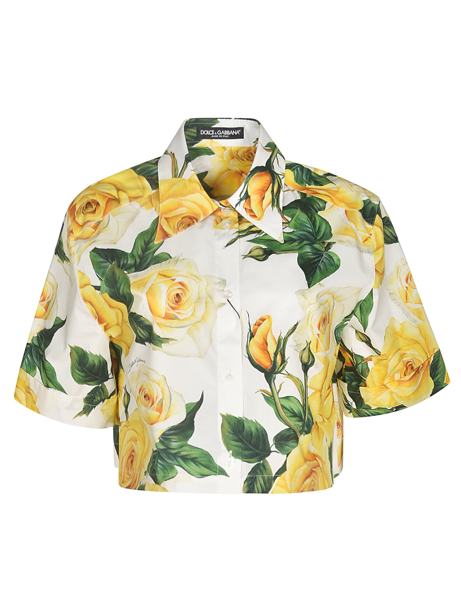 Shop Dolce & Gabbana Floral Cropped Shirt In Multicolor