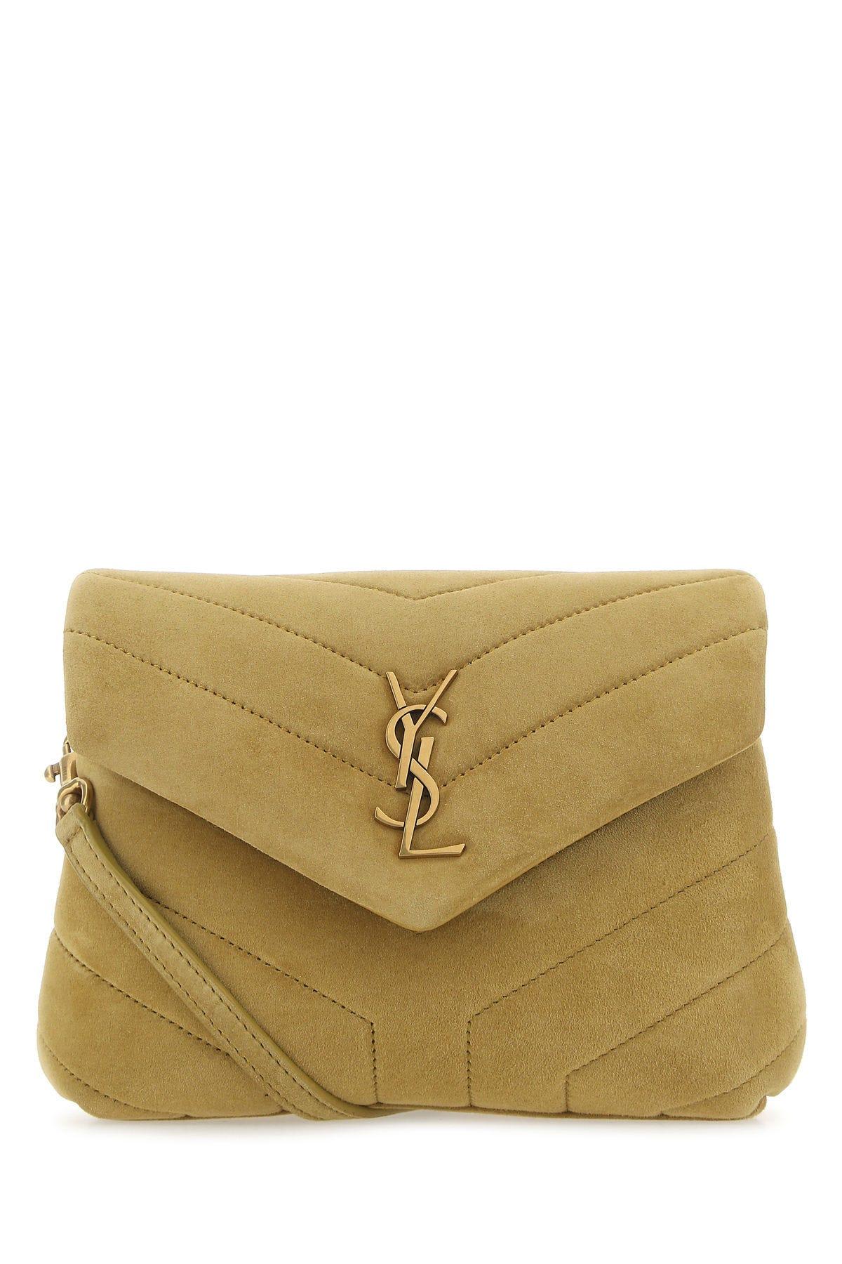 SAINT LAURENT MUSTARD SUEDE LEATHER TOY LOULOU CROSSBODY BAG