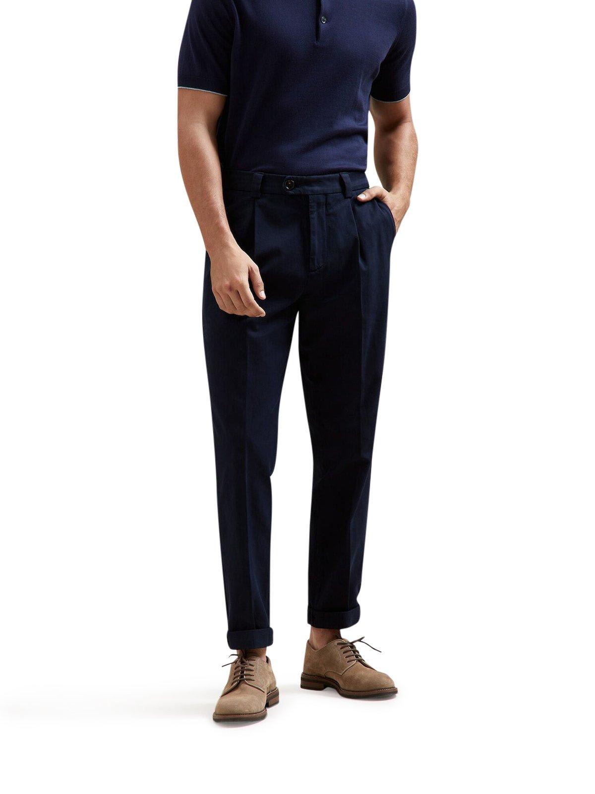 Shop Brunello Cucinelli Slim Fit Chino Trousers In Navy