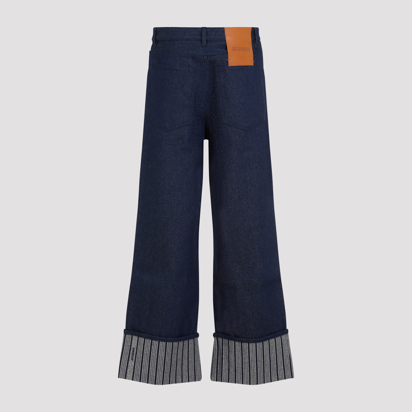 Shop Jacquemus Le De-nimes Large Jeans In F Navy Navy Stripe