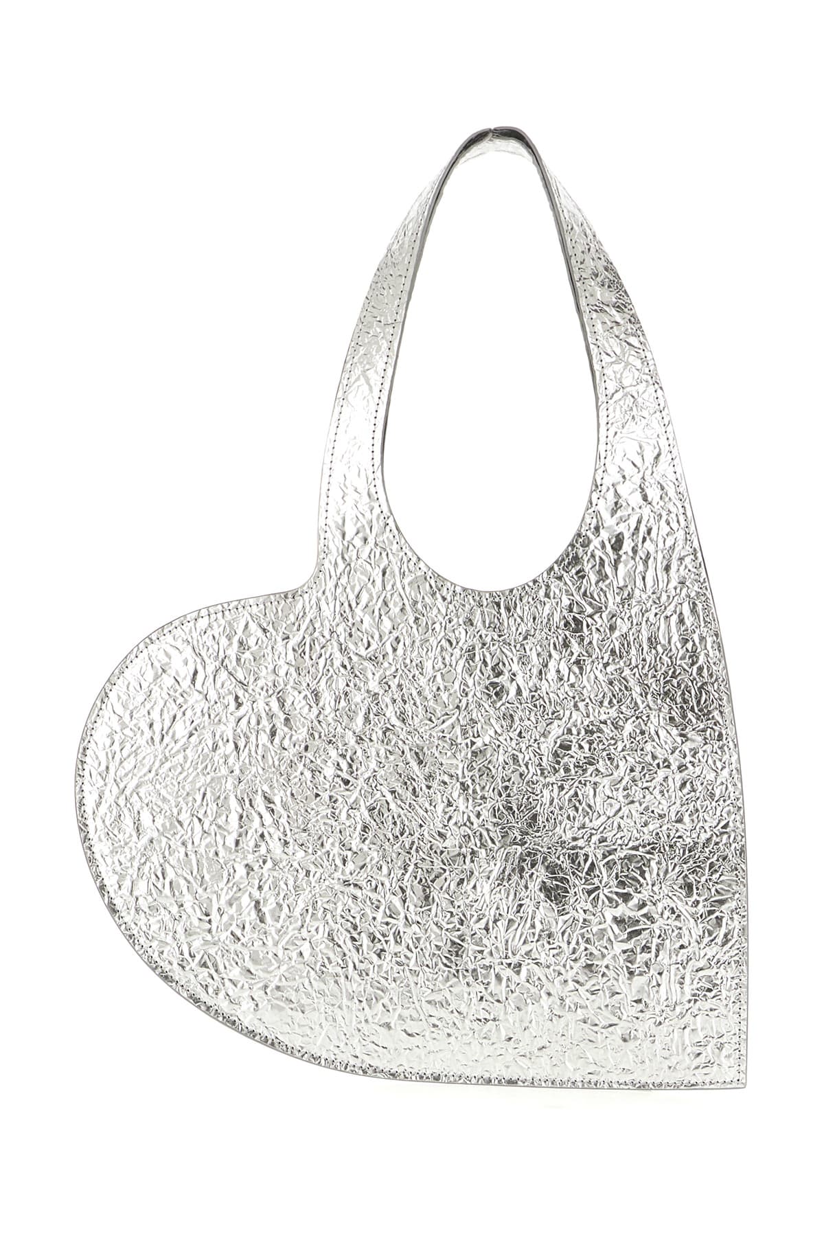 Shop Coperni Silver Leather Heart Shoulder Bag