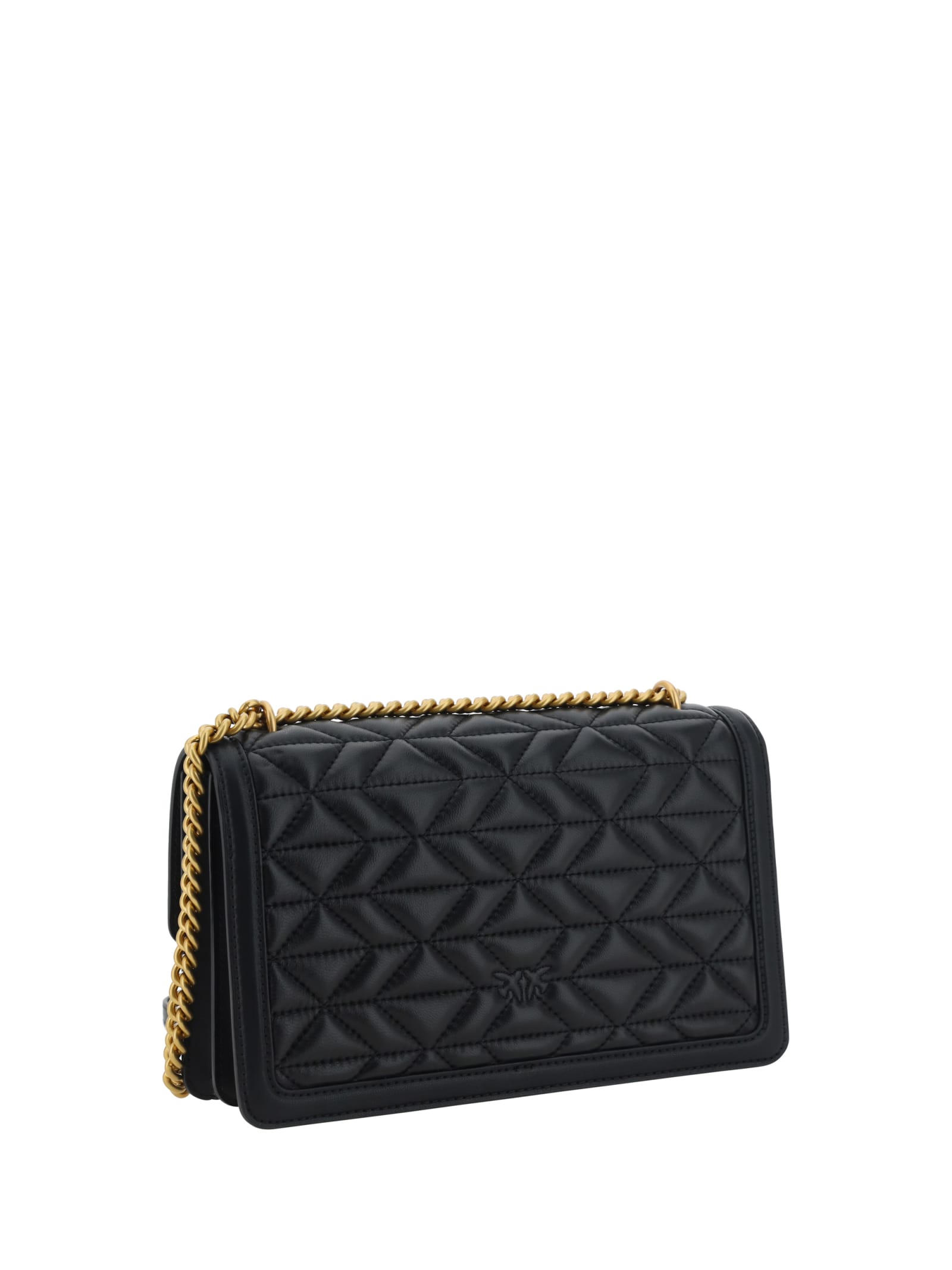 Shop Pinko Love Shoulder Bag In Nero-antique Gold