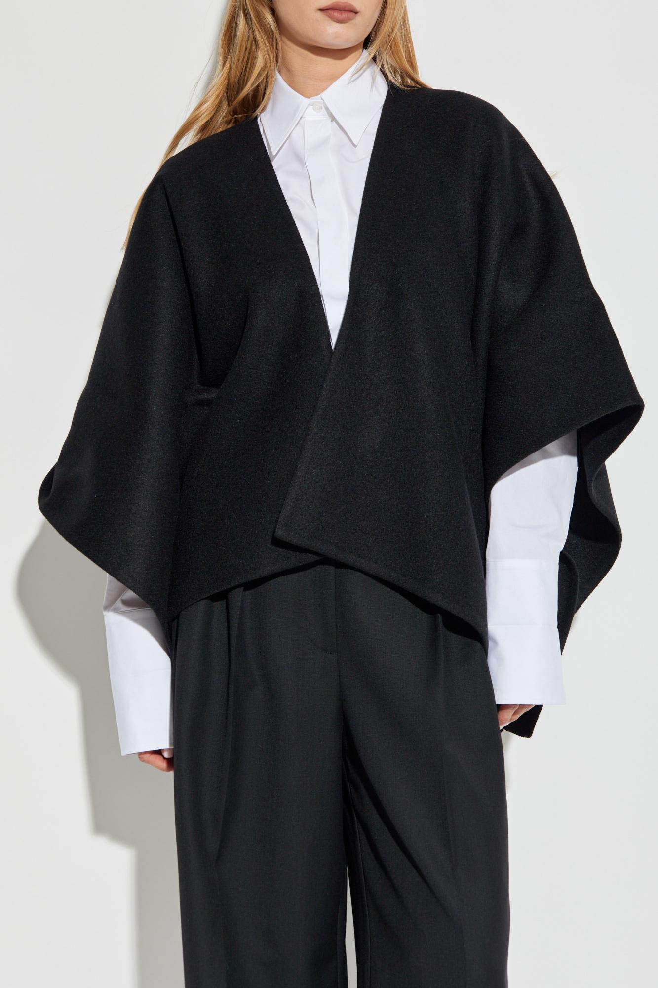 Max Mara Serra Draped Cape In Black