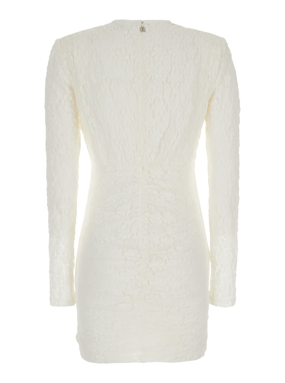 Shop Rotate Birger Christensen Mini White Dress With Rose Patch In Lace Woman In Egret